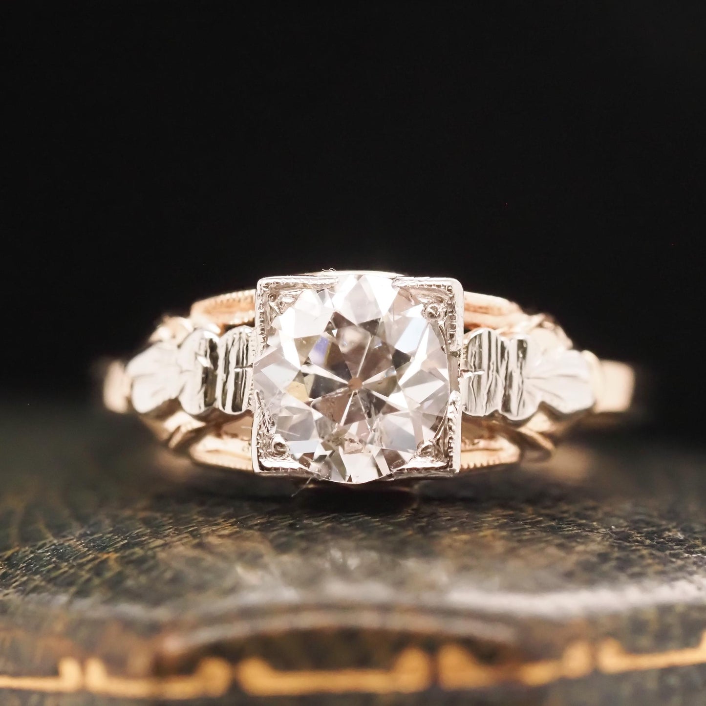 Circa 1900 14K Yellow Gold Edwardian 1.08ct Old European Diamond Engagement Ring