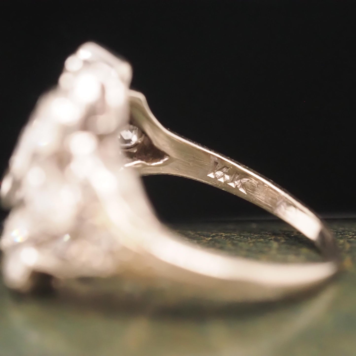 14K White Gold 1940s Old European Diamond Swirl Ring - VHK#734