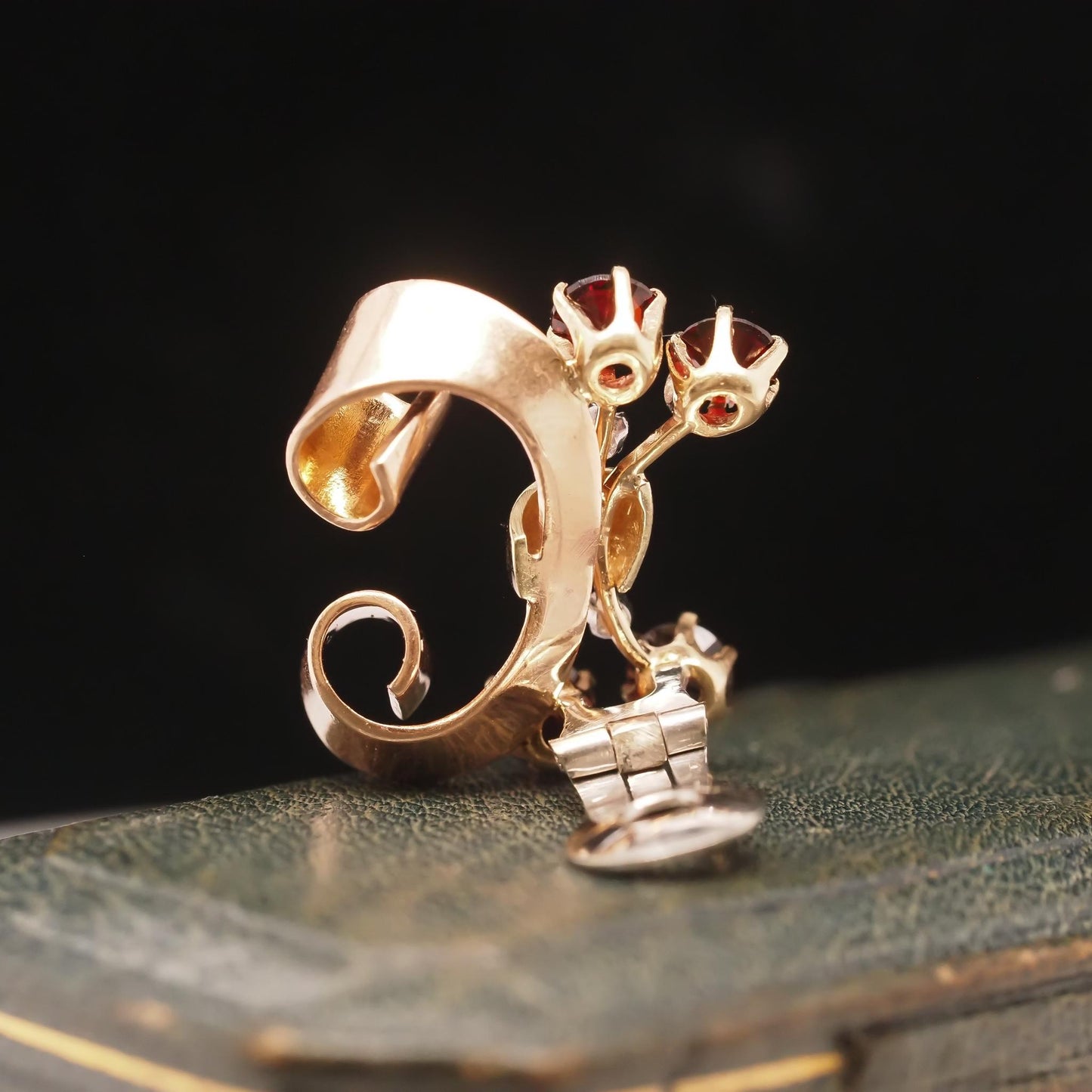 Retro 1960s Tri Tone Gold Diamond and Citrine Earrings - VHK#735