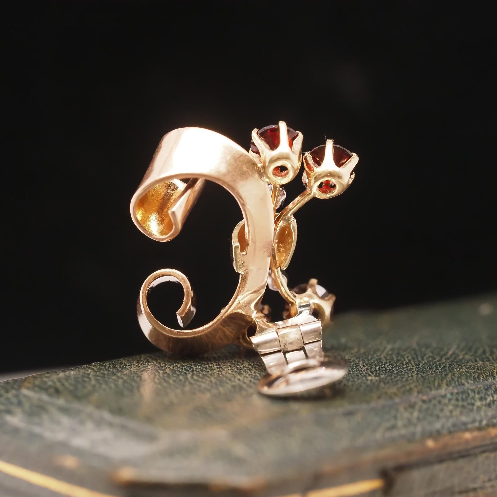Retro 1960s Tri Tone Gold Diamond and Citrine Earrings - VHK#735