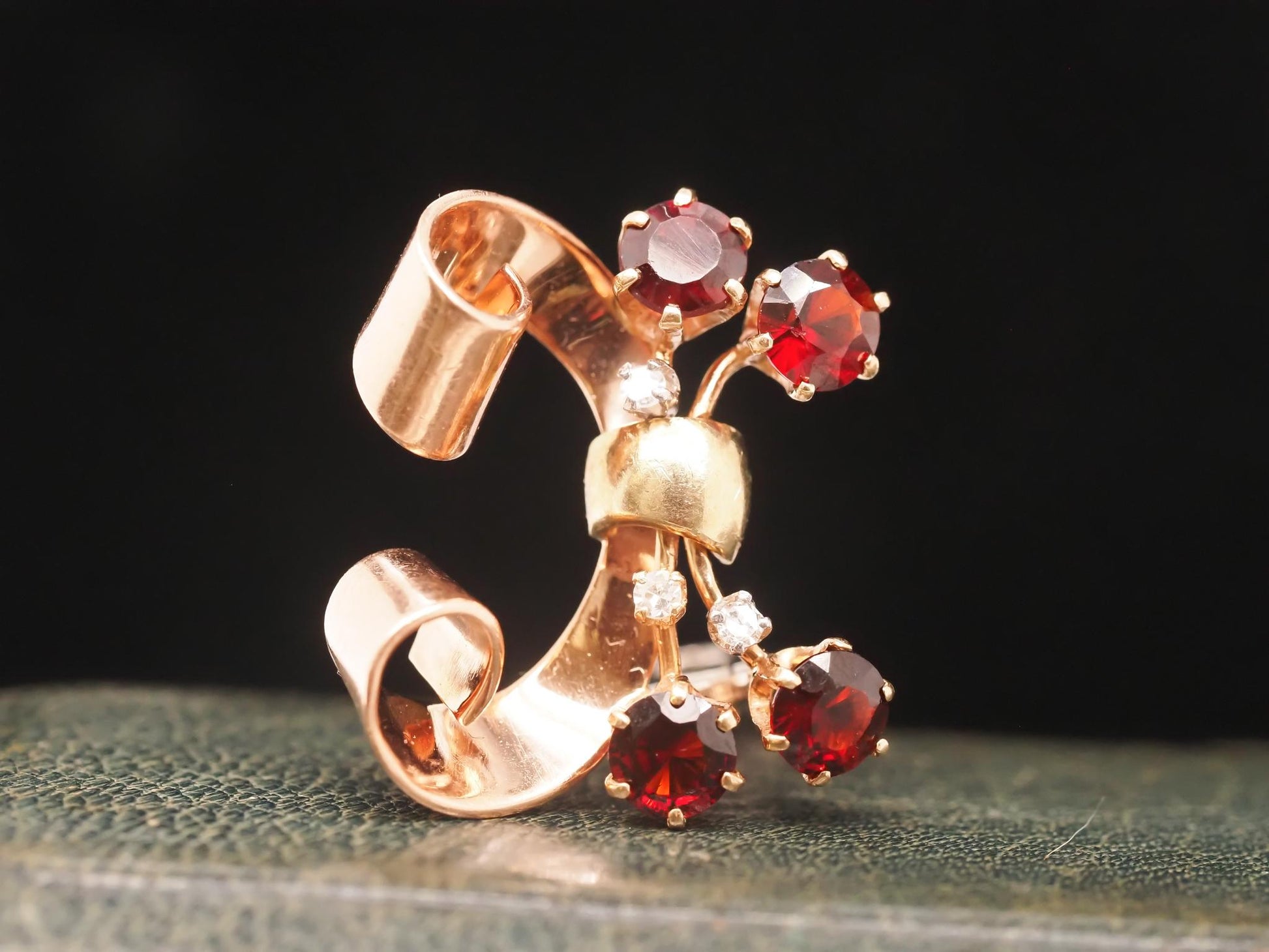 Retro 1960s Tri Tone Gold Diamond and Citrine Earrings - VHK#735