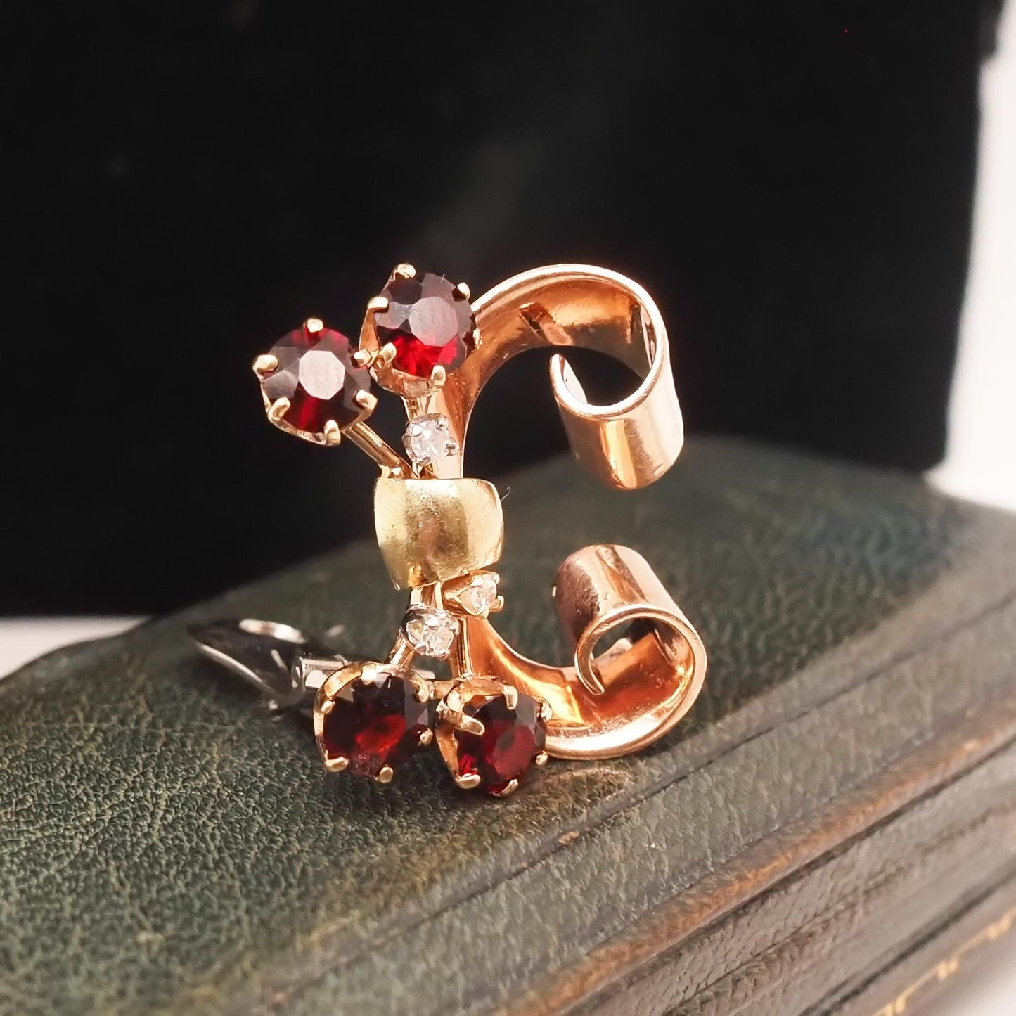 Retro 1960s Tri Tone Gold Diamond and Citrine Earrings - VHK#735