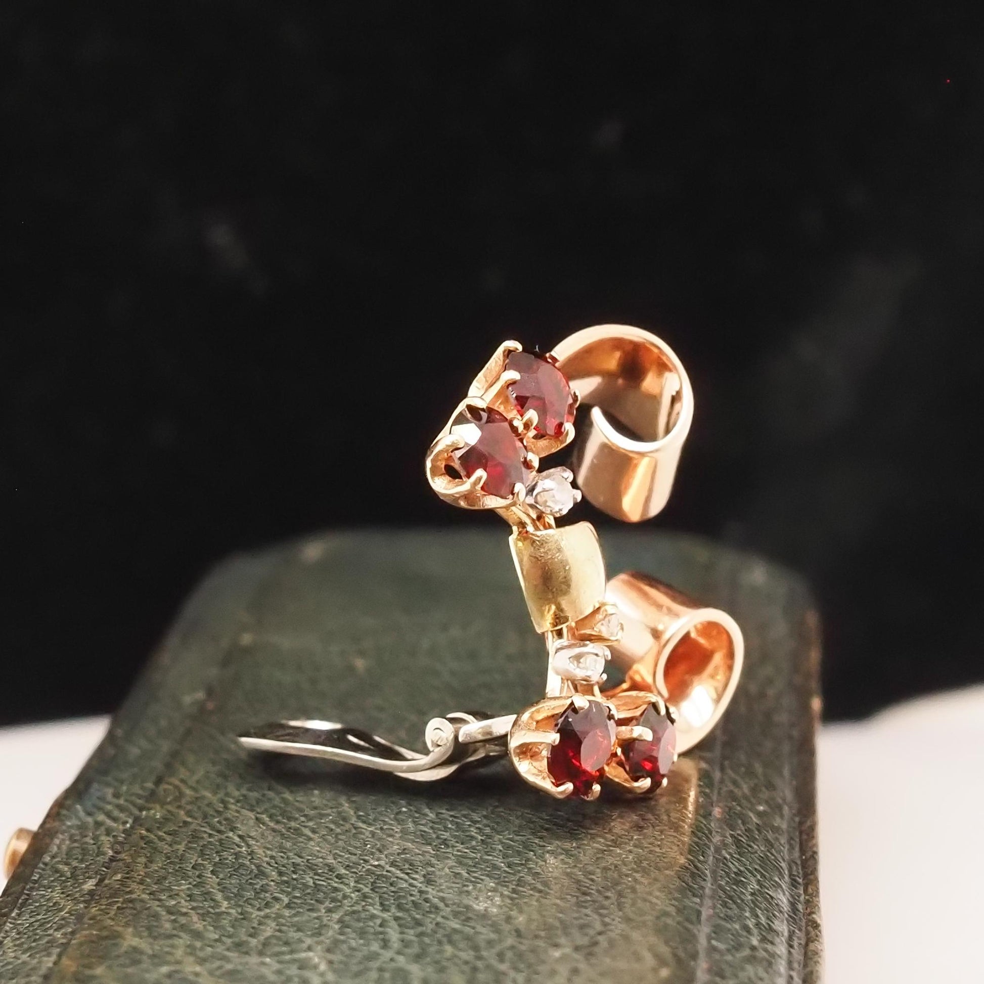 Retro 1960s Tri Tone Gold Diamond and Citrine Earrings - VHK#735