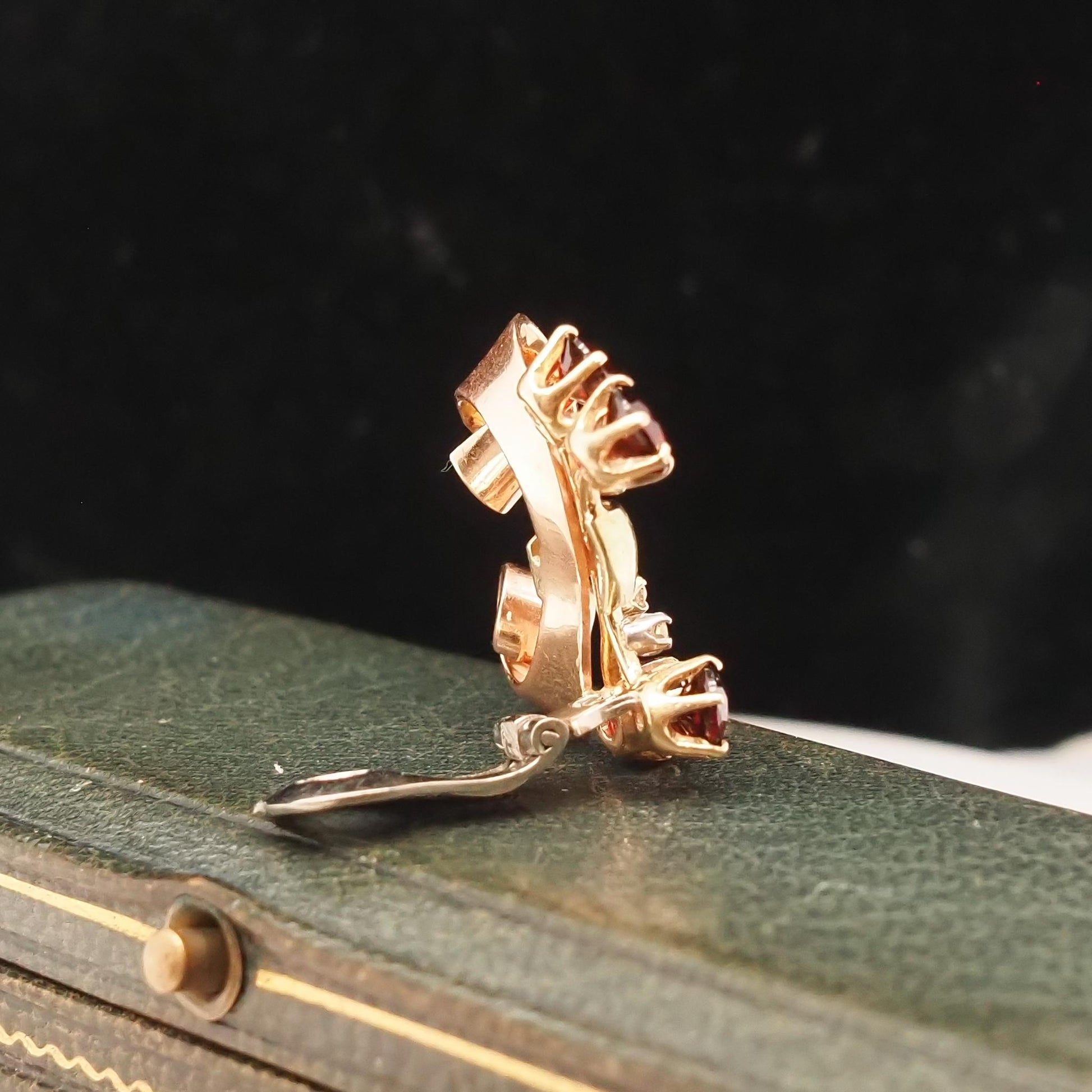 Retro 1960s Tri Tone Gold Diamond and Citrine Earrings - VHK#735