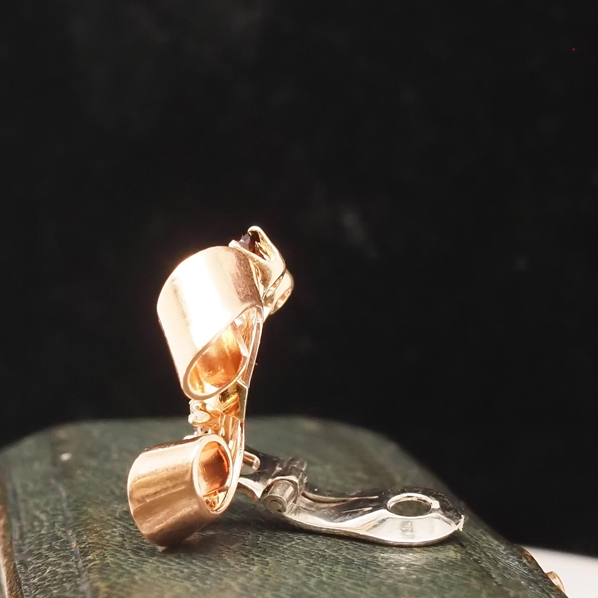 Retro 1960s Tri Tone Gold Diamond and Citrine Earrings - VHK#735