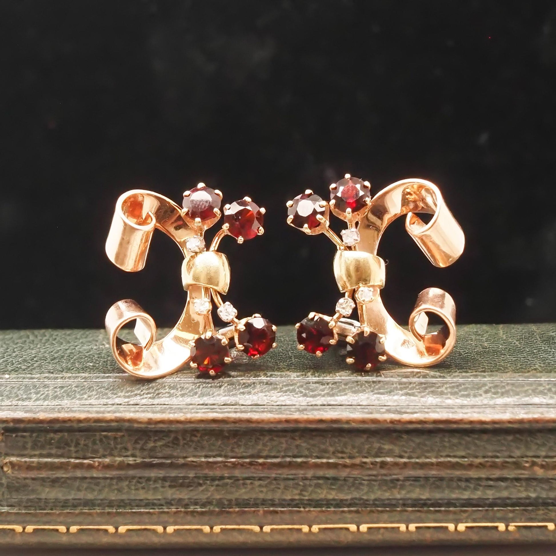 Retro 1960s Tri Tone Gold Diamond and Citrine Earrings - VHK#735