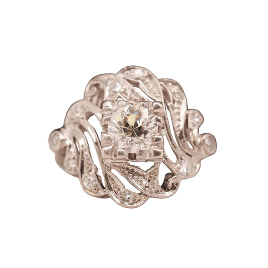 Circa 1920s Platinum .50ct Old European Diamond Engagement Ring - VHK#733