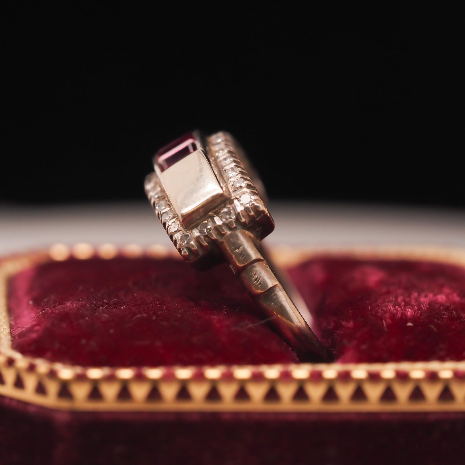 Vintage 18K White Gold Ruby and Diamond Wedding Band - VHK#500a