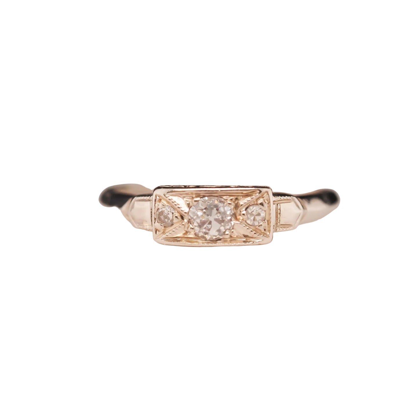 14K White Gold Art Deco Old Mine Diamond Engagement Ring - VHK#518a