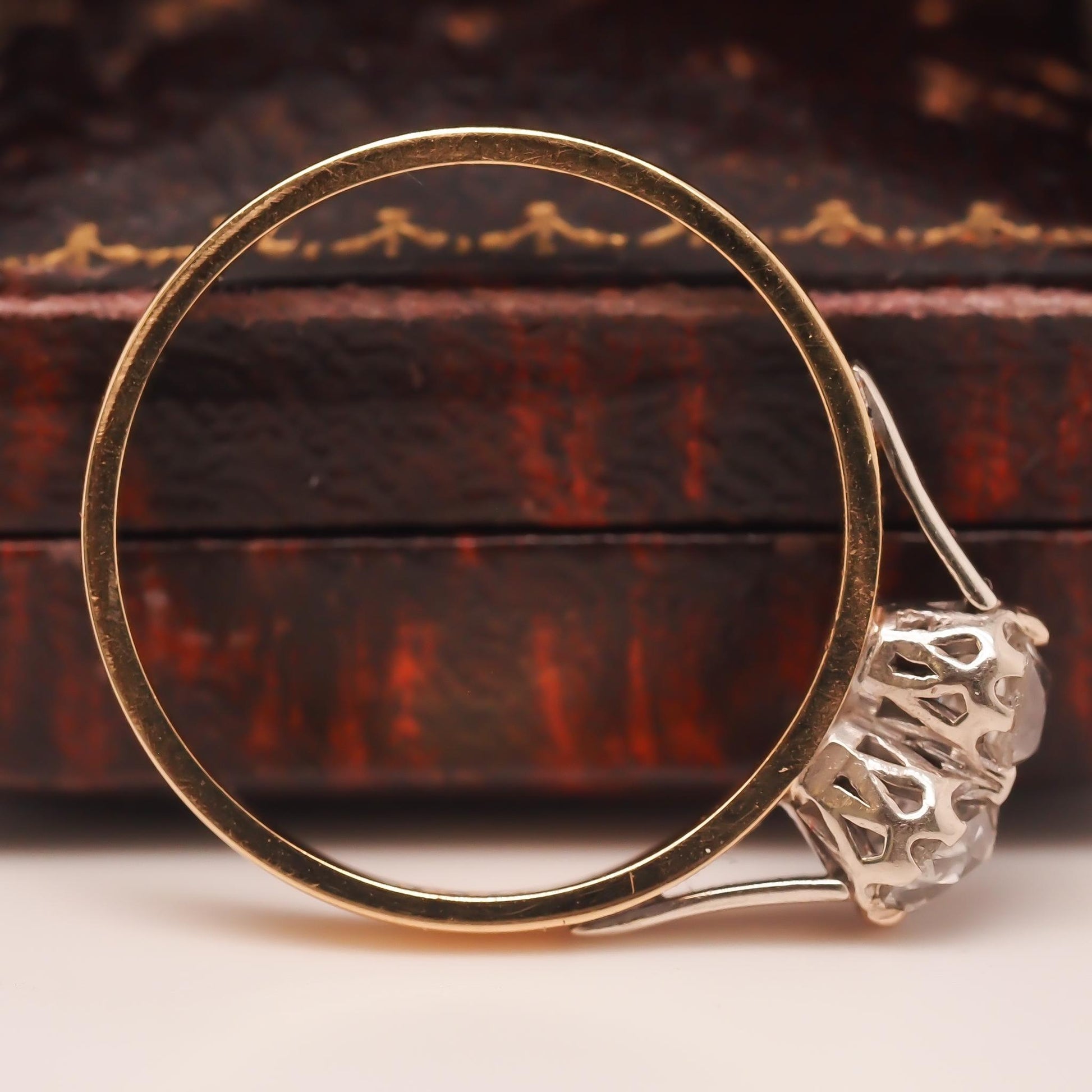 Edwardian 1900s 14K Yellow Gold Two Stone Old Mine Diamond Ring - VHK#603b