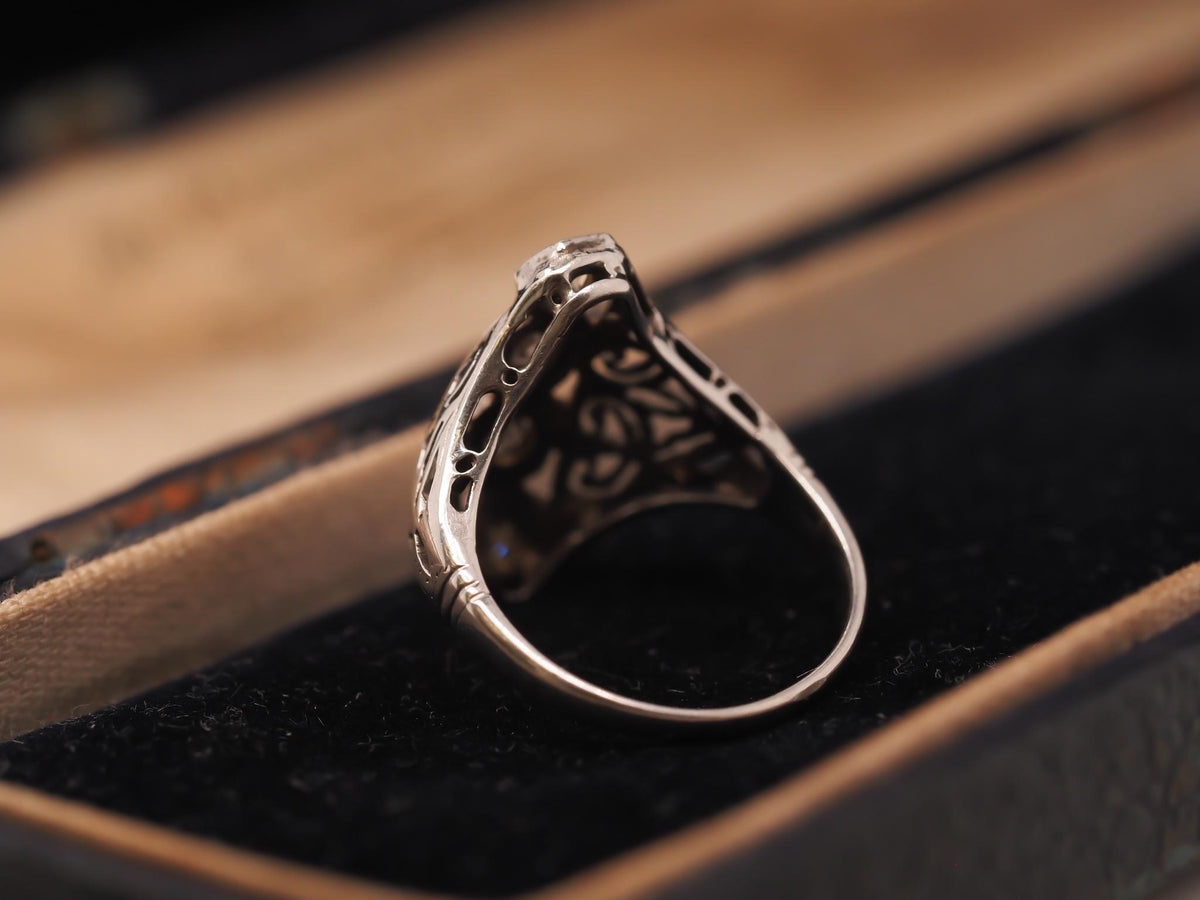 Circa 1930s Art Deco 18K Old European Diamond Shield Ring- VHK#272