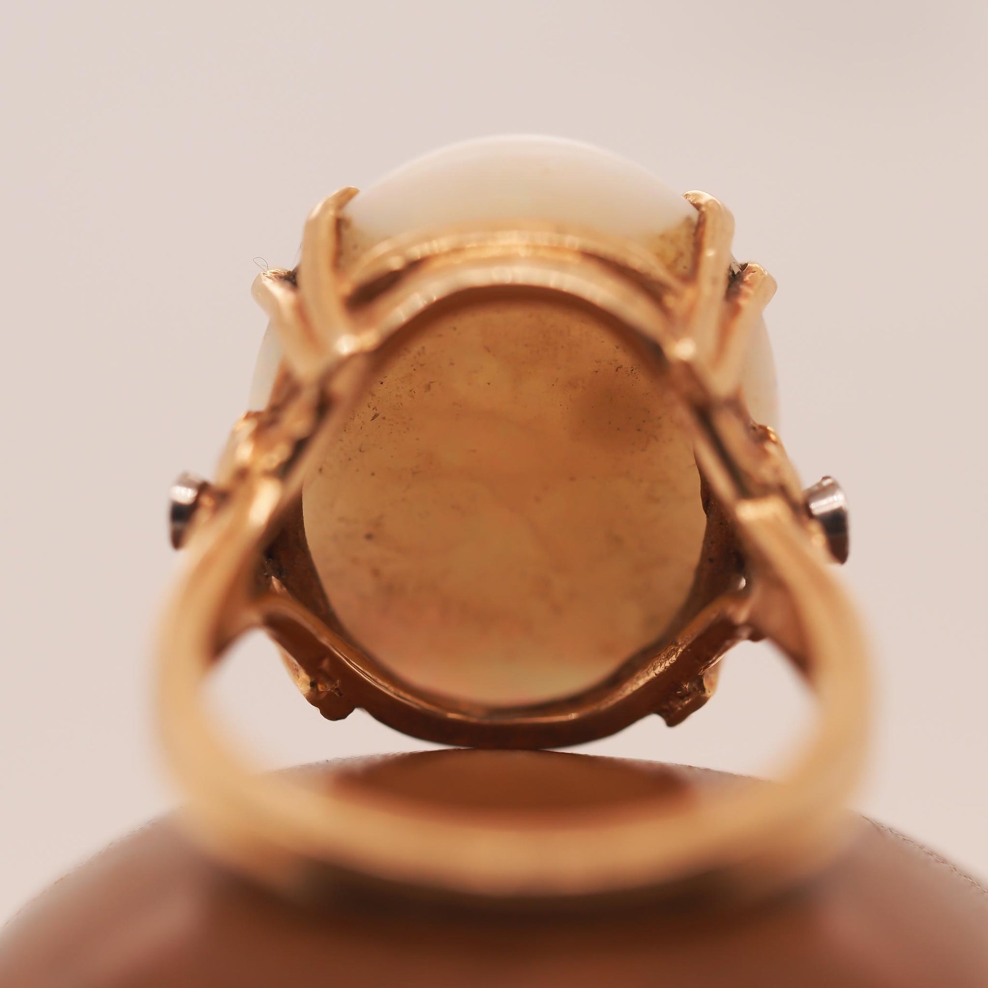 1950s 14K Yellow Gold Large Opal and Diamond Ring - VHK#47b