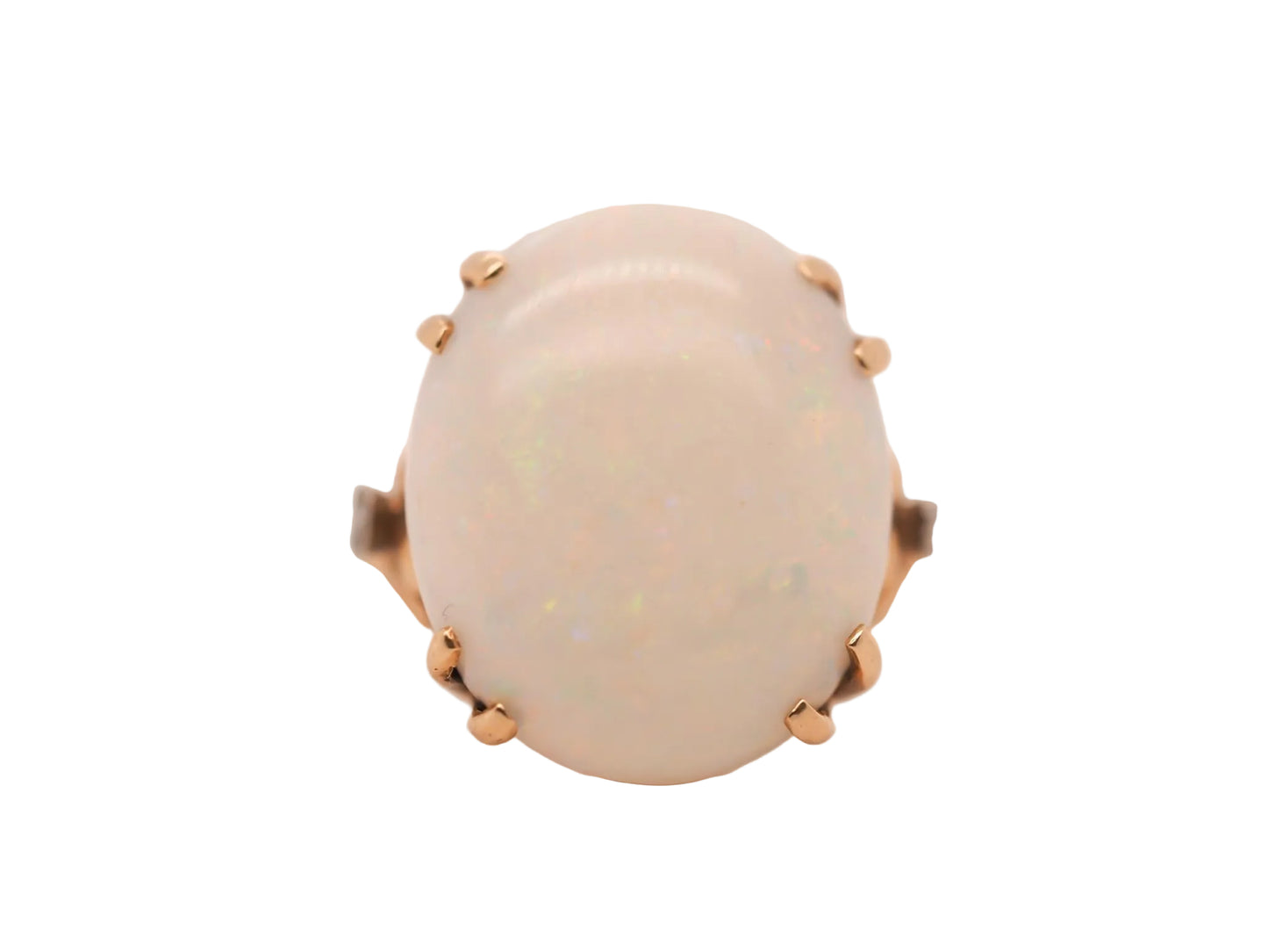 1950s 14K Yellow Gold Large Opal and Diamond Ring - VHK#47b
