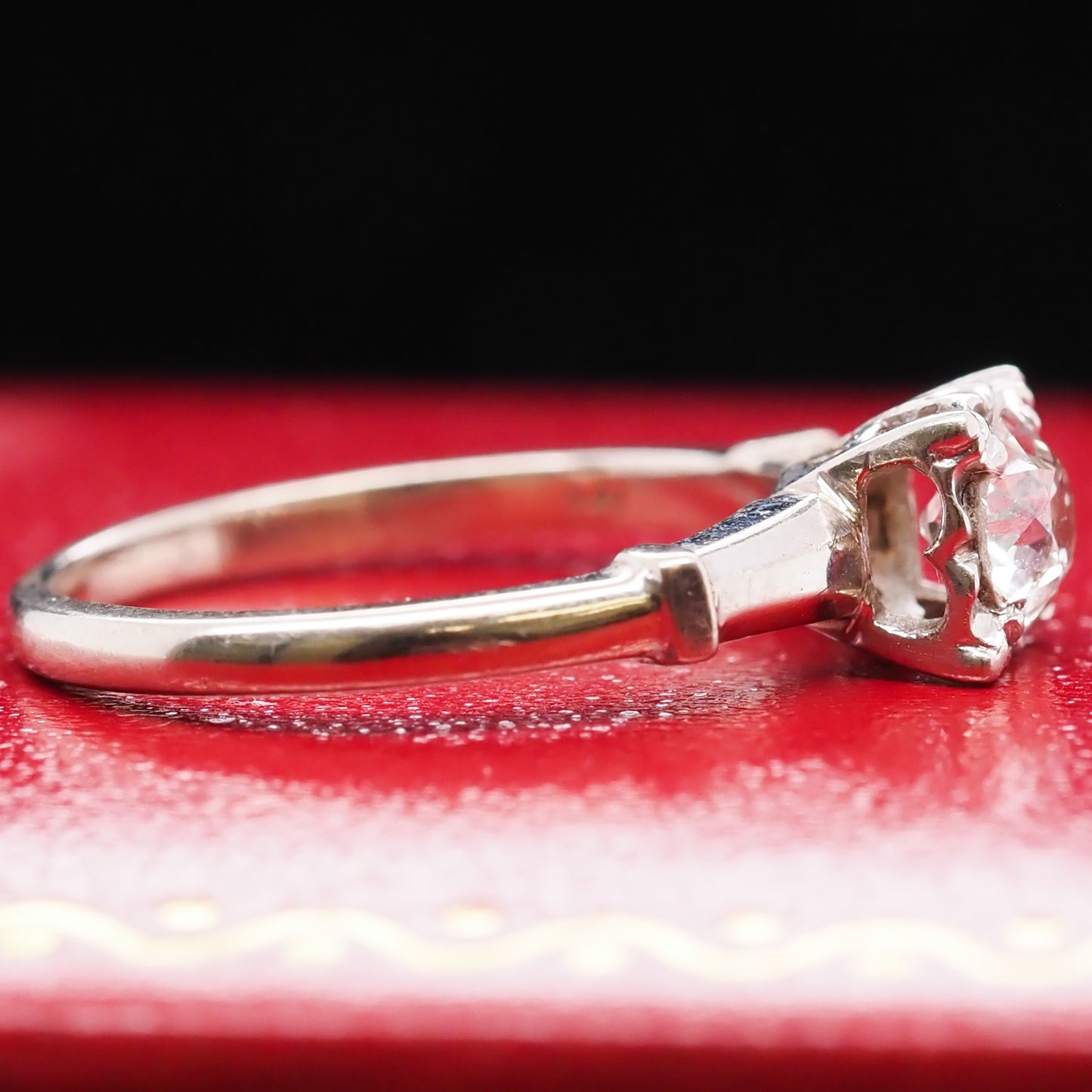 Circa 1940s Platinum Art Deco .50ct Old European Brilliant Diamond Engagement Ring