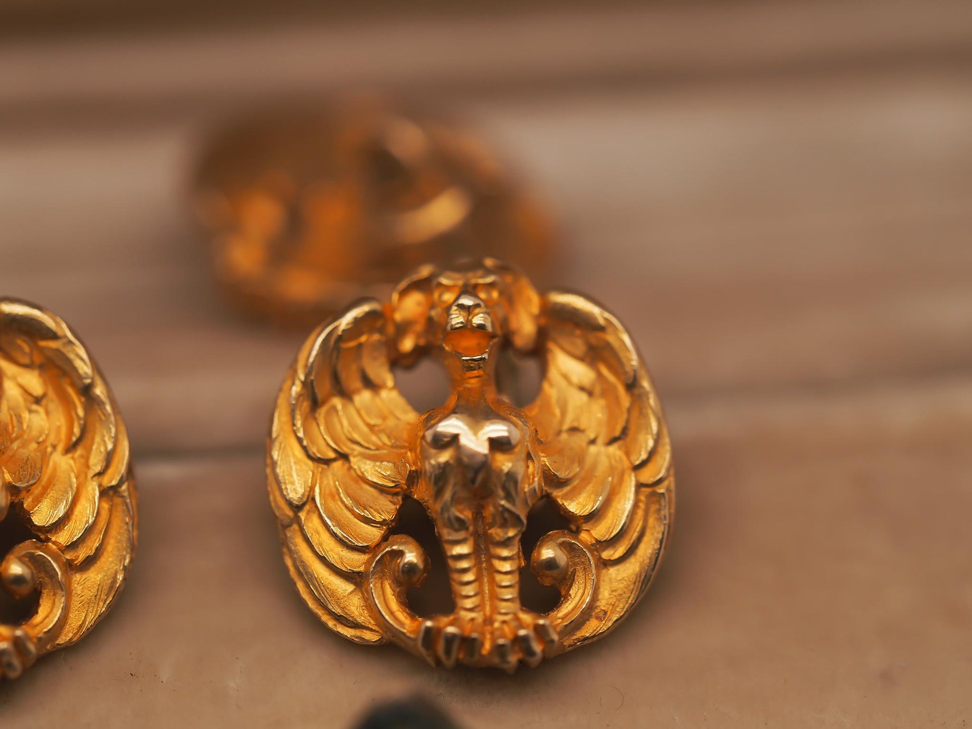 Victorian 18K Yellow Gold Gargoyle Cufflinks