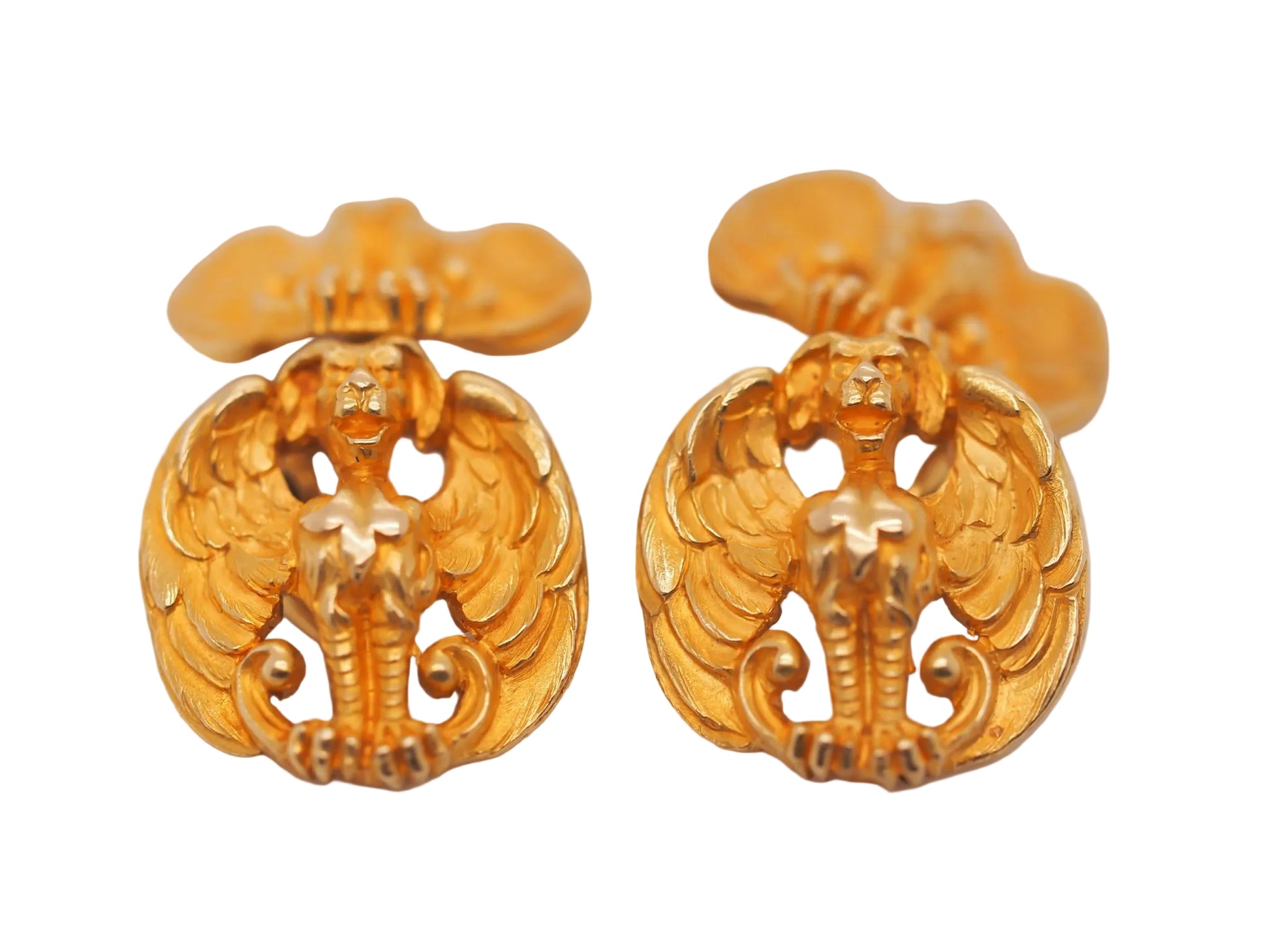 Victorian 18K Yellow Gold Gargoyle Cufflinks