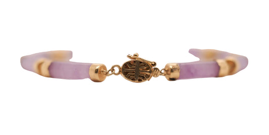 Vintage 14K Yellow Gold Lavender Jade Link Bracelet - VHK#743
