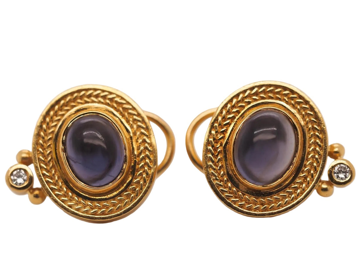 Vintage SEIDENGANG 18k Yellow Gold Tanzanite Earrings - VHK#183b