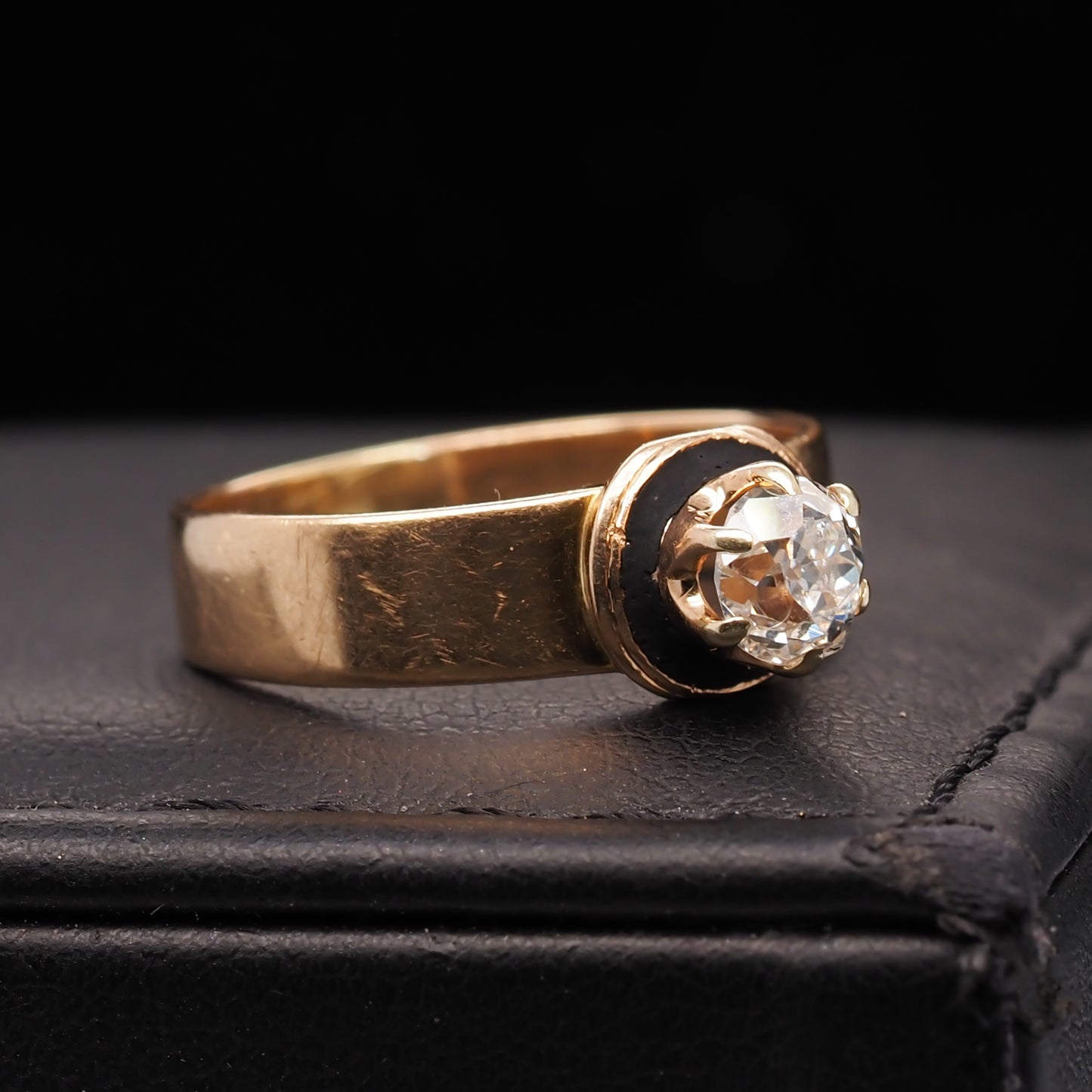 14K Yellow Gold Victorian .55ct Old Miner Cut Diamond Engagement Ring