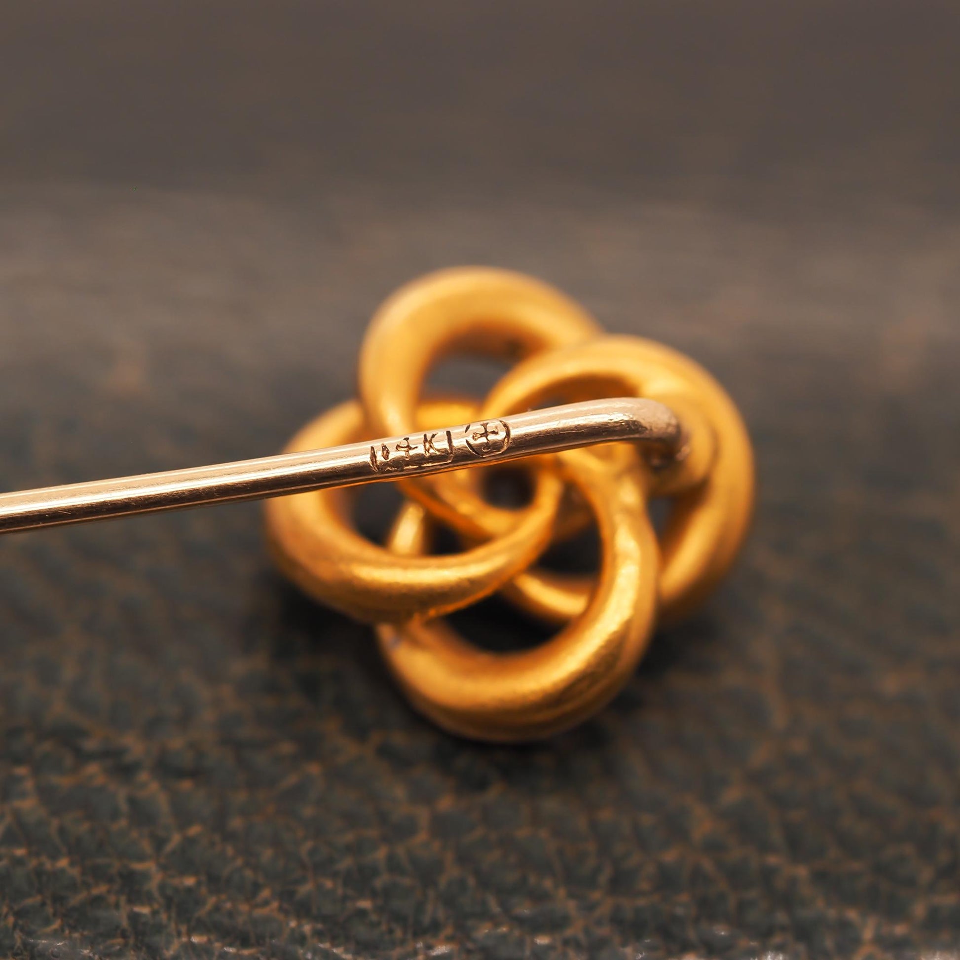 Circa 1900s 14K Yellow Gold Enamel and Diamond Stick Pin - VHK#746