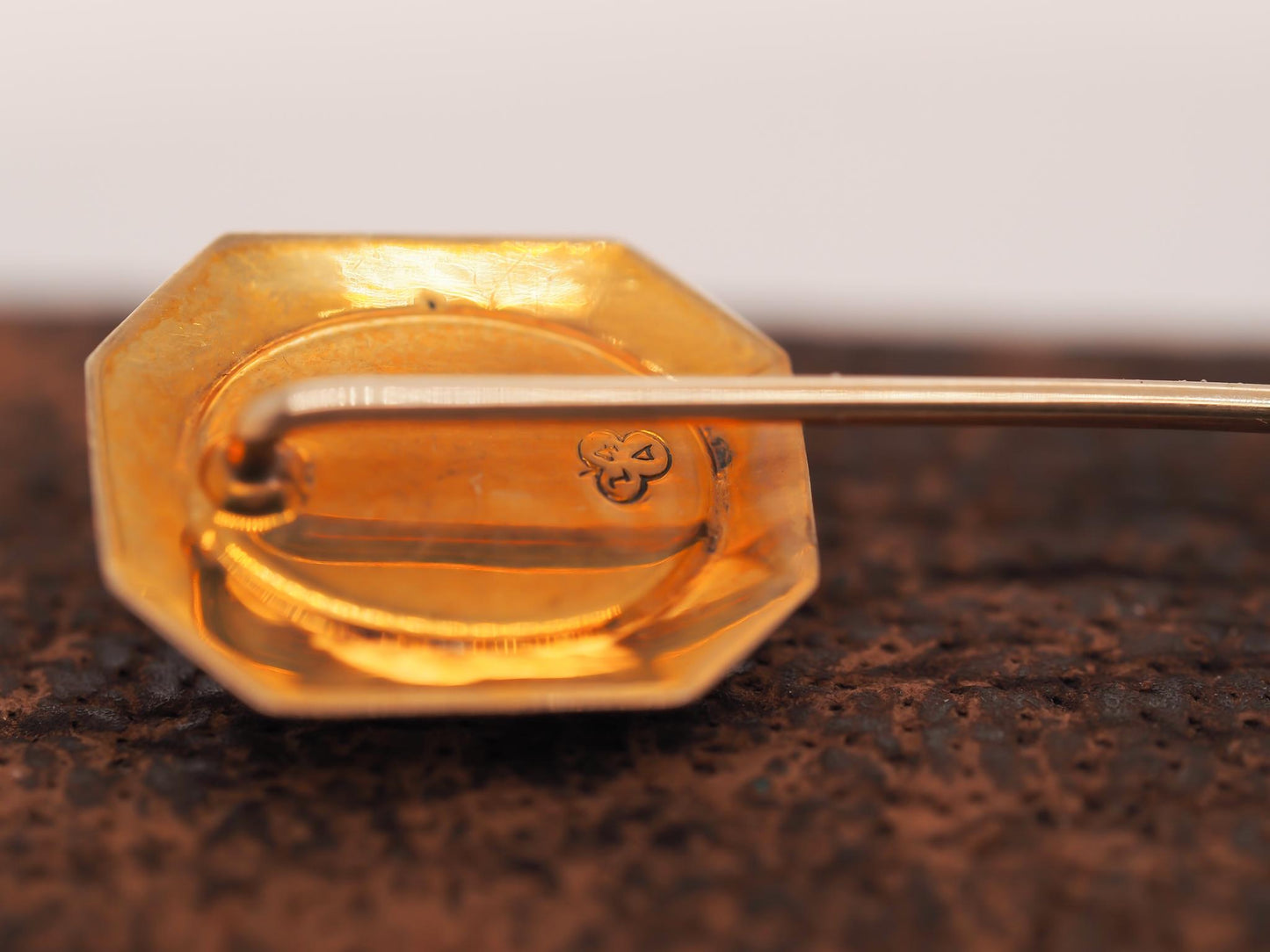 Circa 1900s 14K Yellow Gold Coral Stick Pin - VHK#745