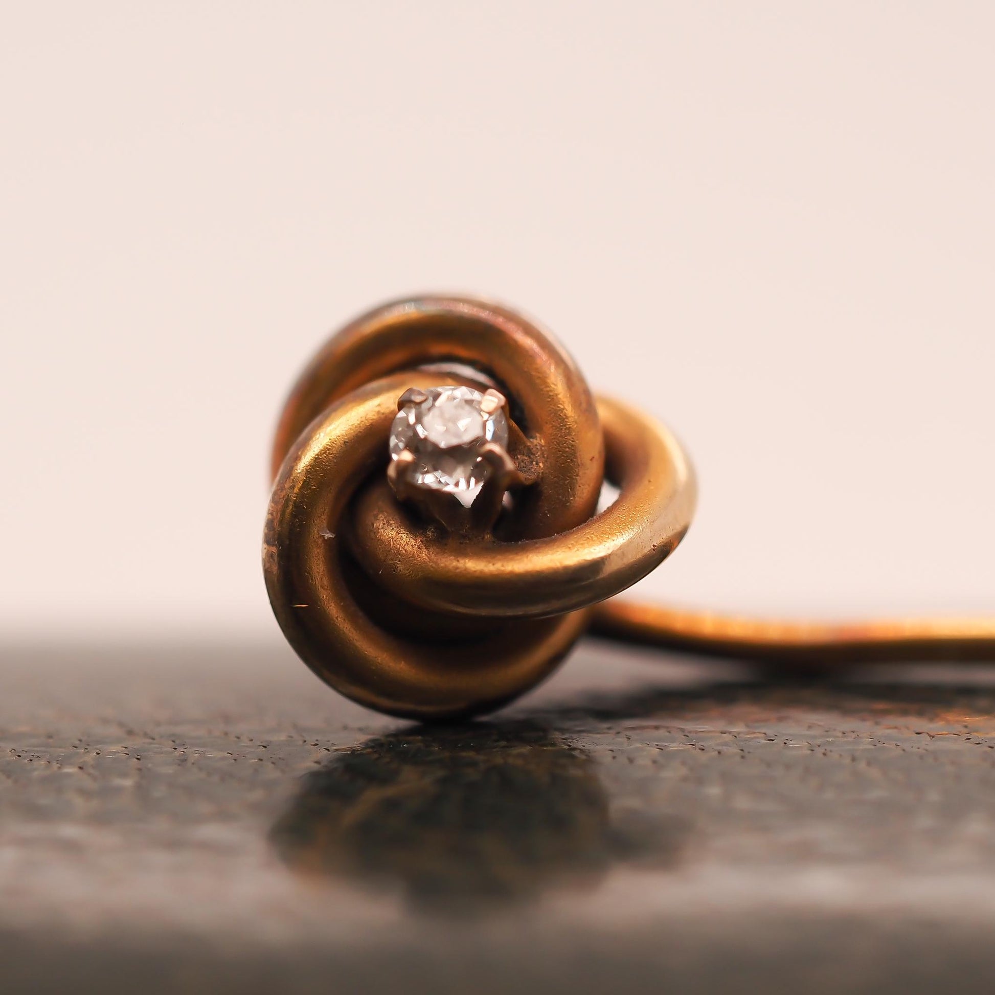 Circa 1900s 14K Yellow Gold and Diamond Knot Stick Pin - VHK#748