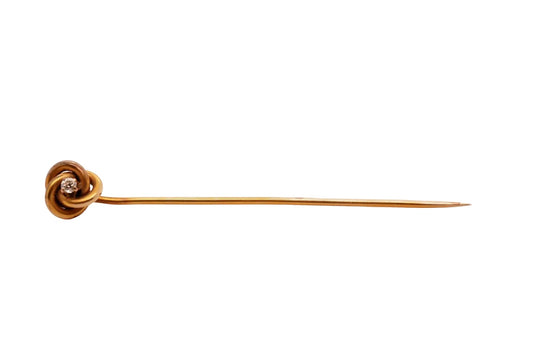 Circa 1900s 14K Yellow Gold and Diamond Knot Stick Pin - VHK#748