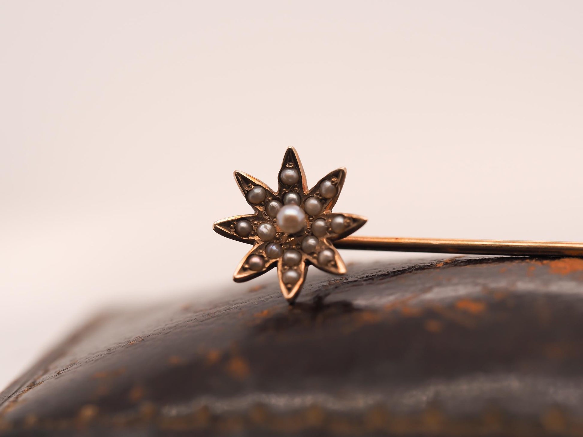 Circa 1900s 14K Yellow Gold and Pearl Starburst Stick Pin - VHK#750