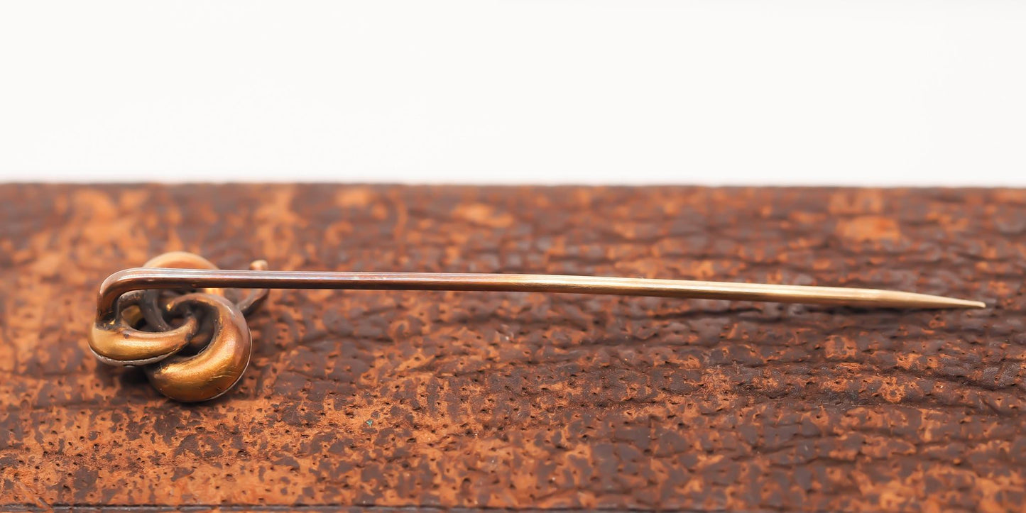 Circa 1900s 14K Yellow Gold Enamel and Diamond Stick Pin - VHK#747