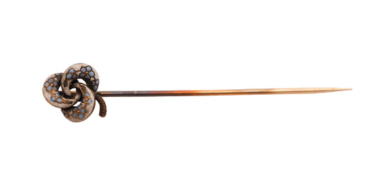 Circa 1900s 14K Yellow Gold Enamel and Diamond Stick Pin - VHK#747