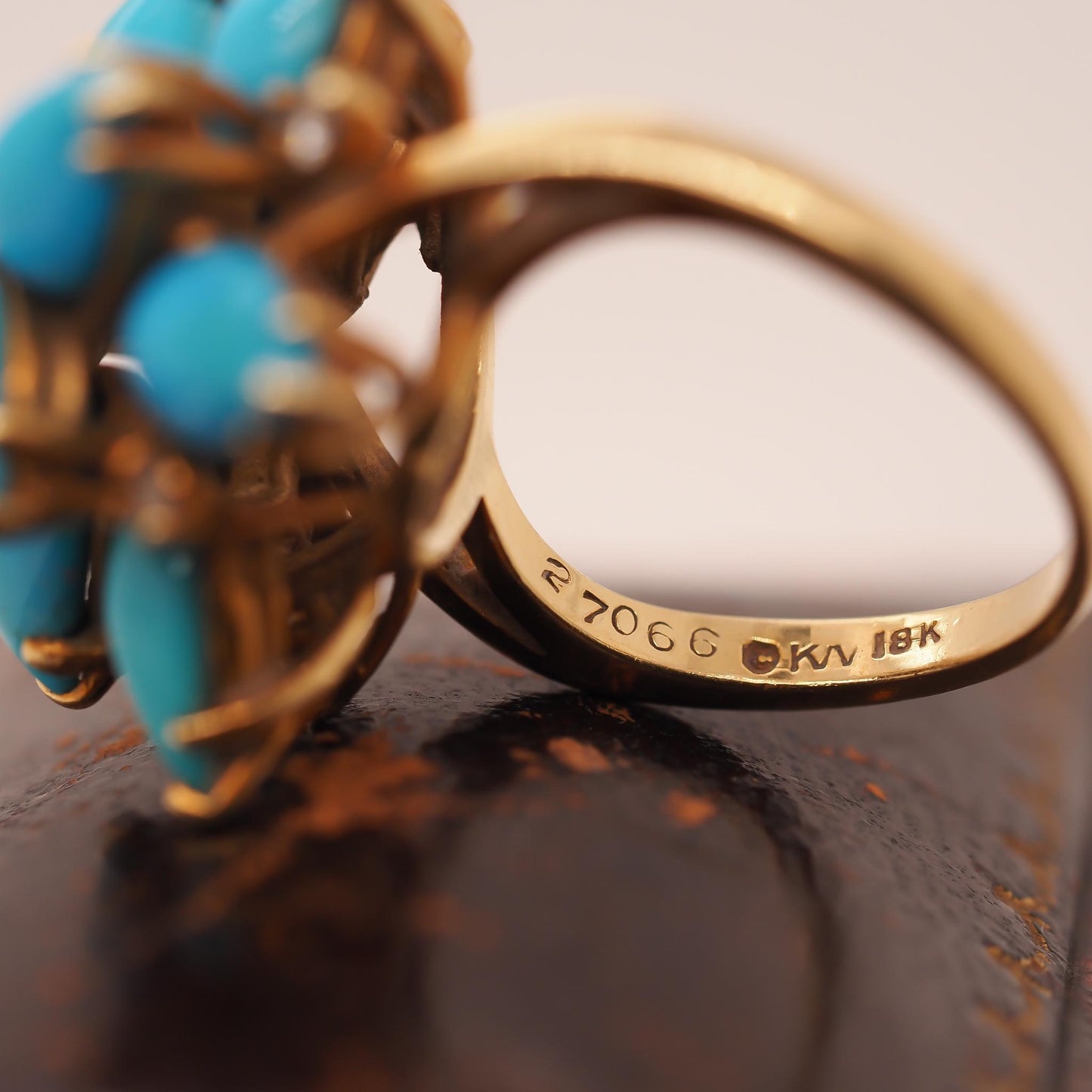 18K Yellow Gold Kurt Wayne Turquoise and Diamond Ring - VHK#673a