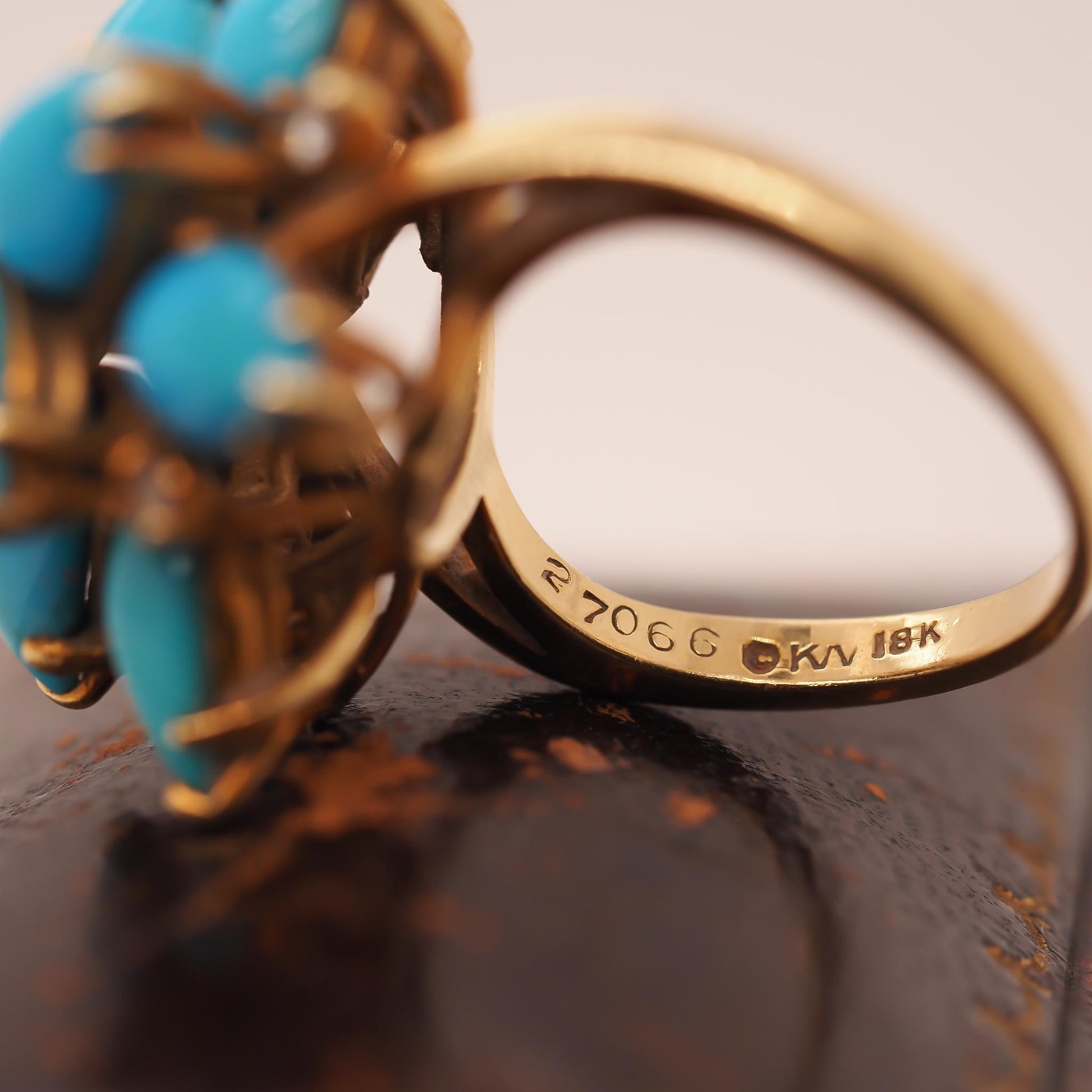 18K Yellow Gold Kurt Wayne Turquoise and Diamond Ring - VHK#673a