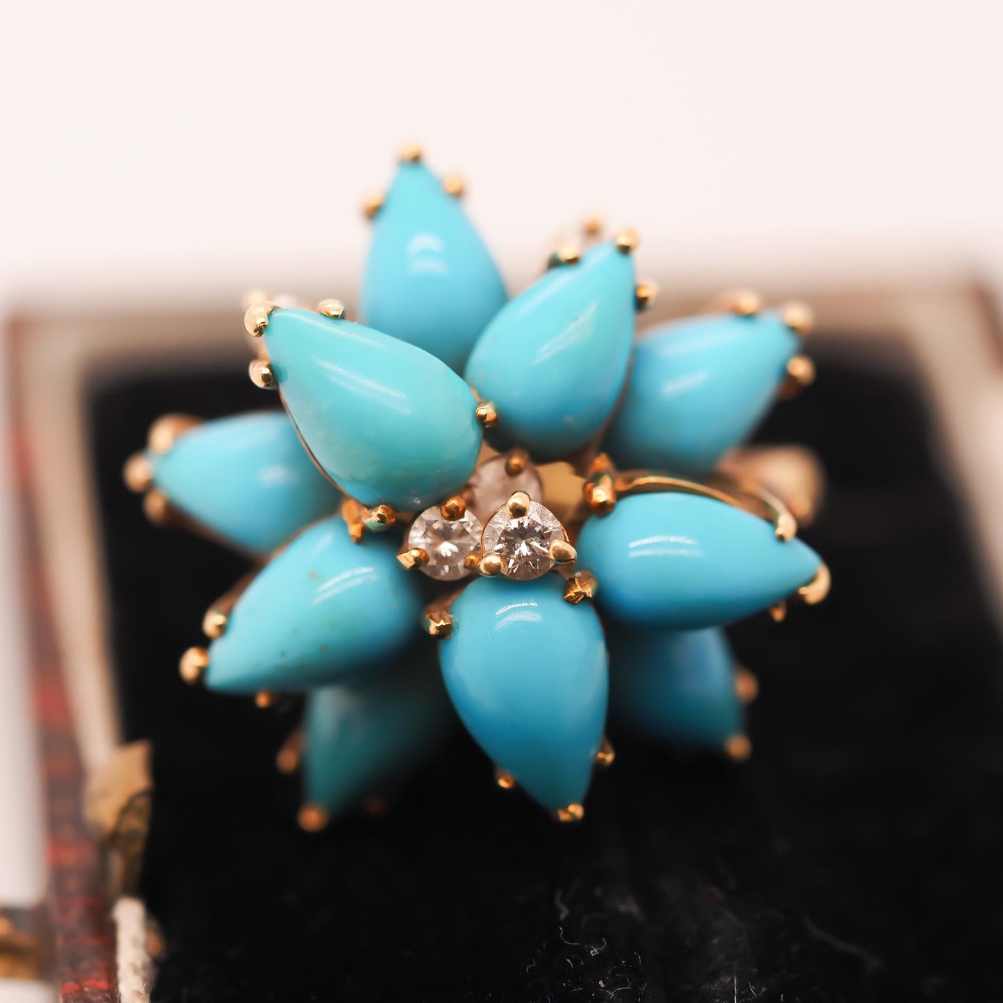 18K Yellow Gold Kurt Wayne Turquoise and Diamond Ring - VHK#673a