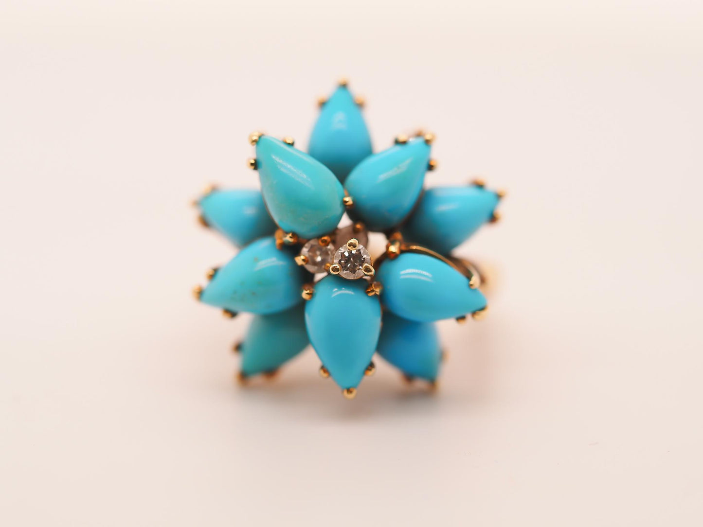 18K Yellow Gold Kurt Wayne Turquoise and Diamond Ring - VHK#673a