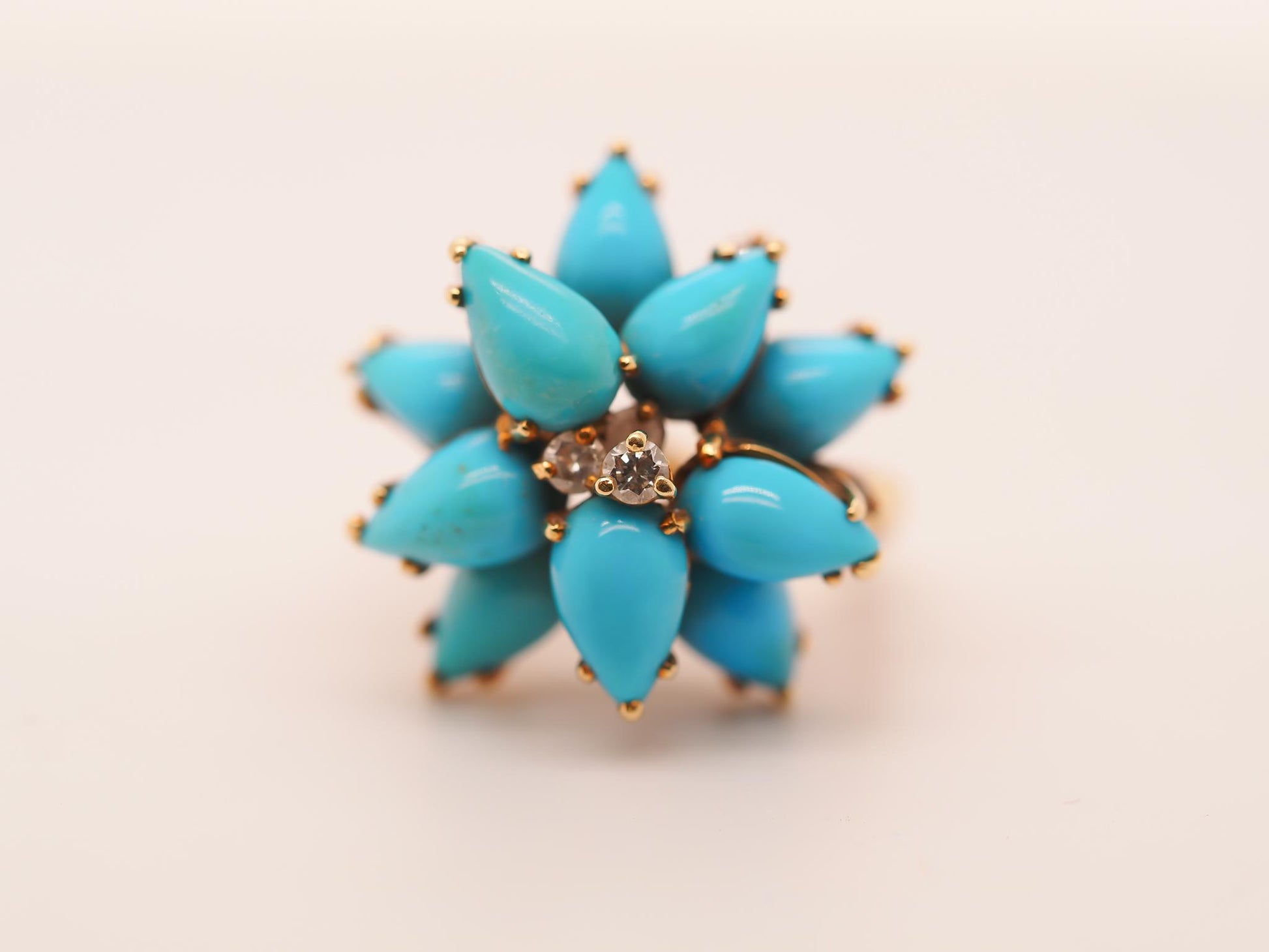 18K Yellow Gold Kurt Wayne Turquoise and Diamond Ring - VHK#673a