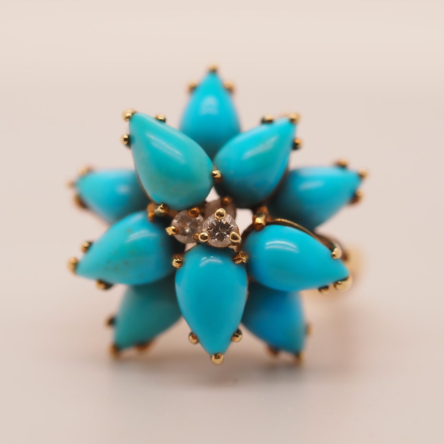 18K Yellow Gold Kurt Wayne Turquoise and Diamond Ring - VHK#673a
