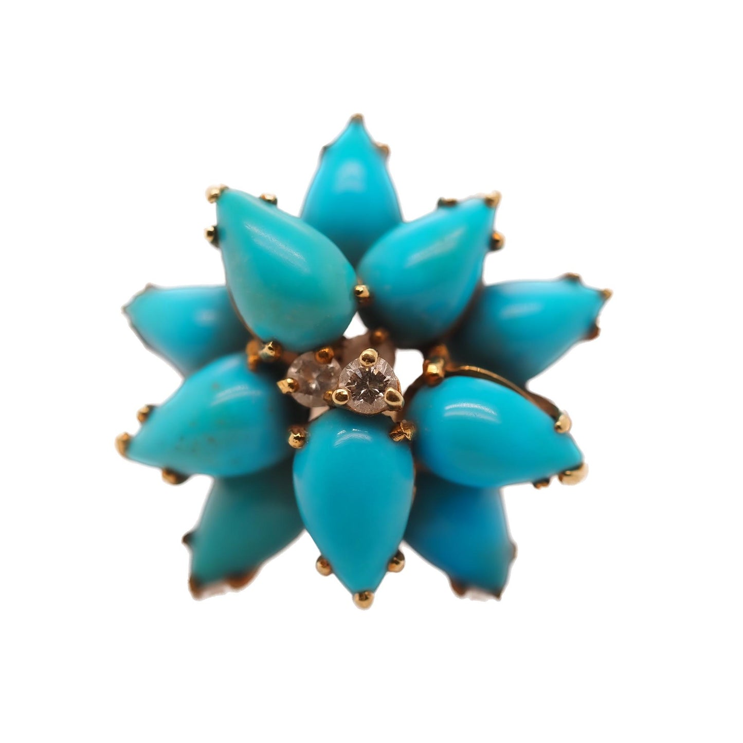 18K Yellow Gold Kurt Wayne Turquoise and Diamond Ring - VHK#673a