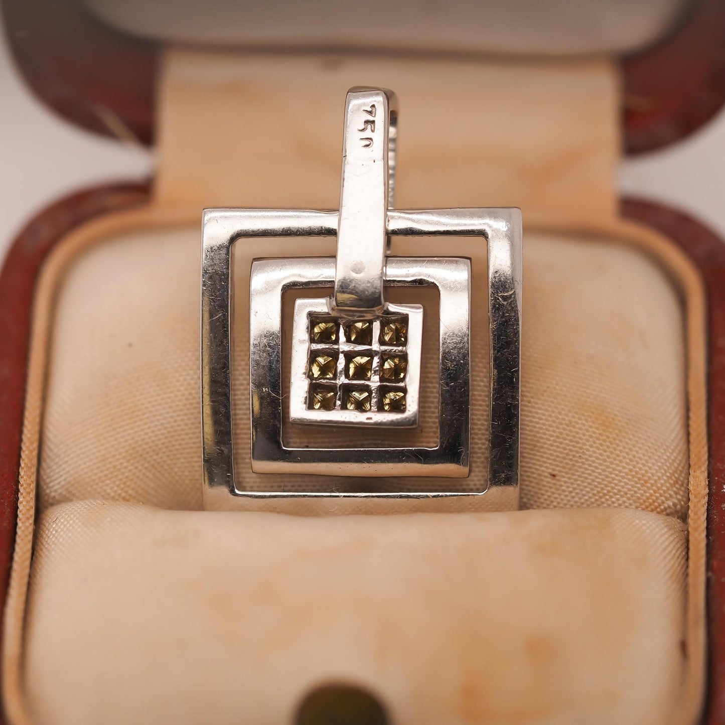 18K White Gold Yellow Diamond and White Diamond Pendant