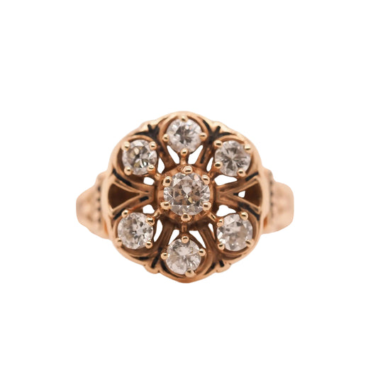 Circa 1950s 14K Yellow Gold Diamond and Enamel Ring - VHK#753