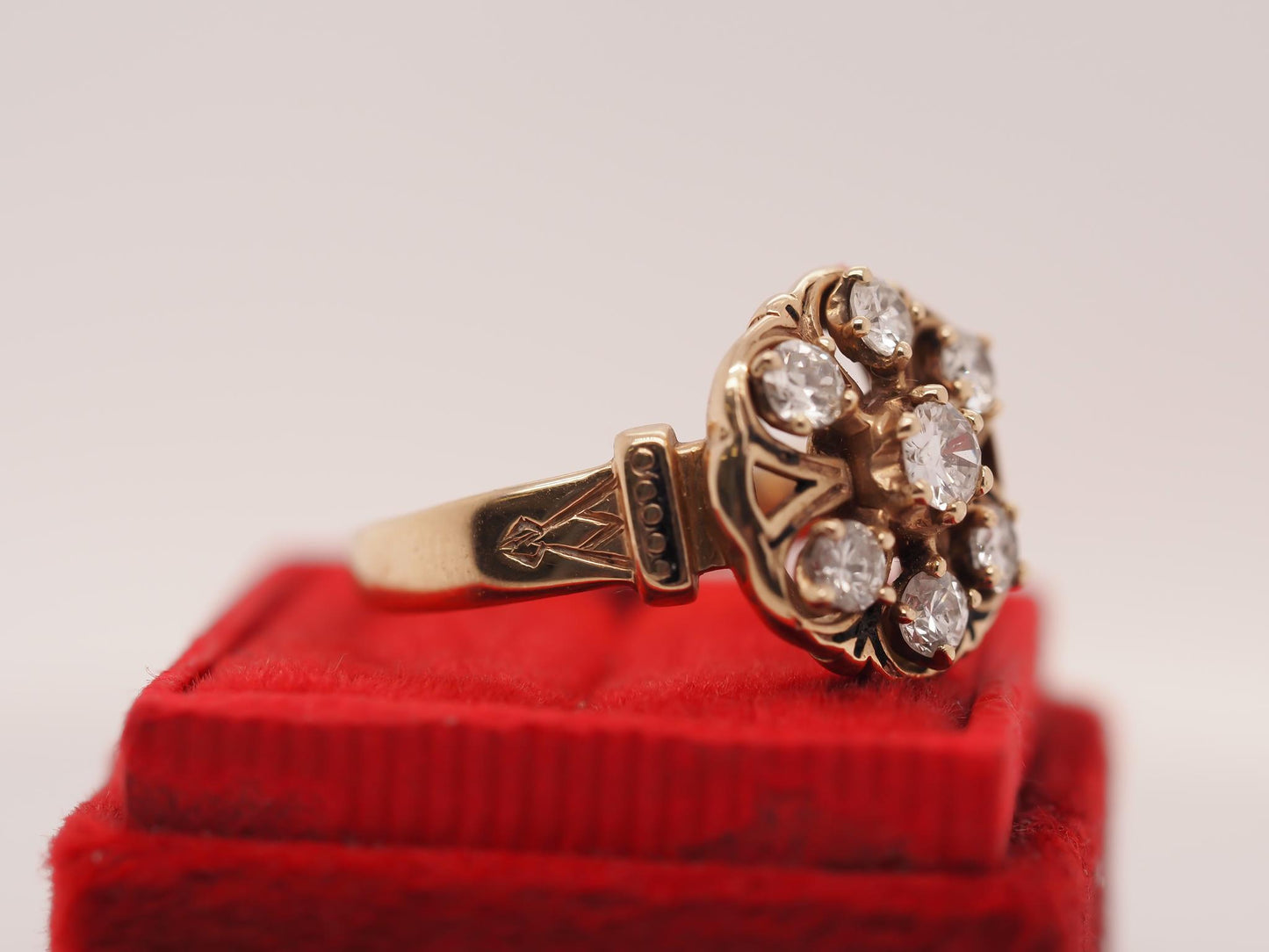 Circa 1950s 14K Yellow Gold Diamond and Enamel Ring - VHK#753