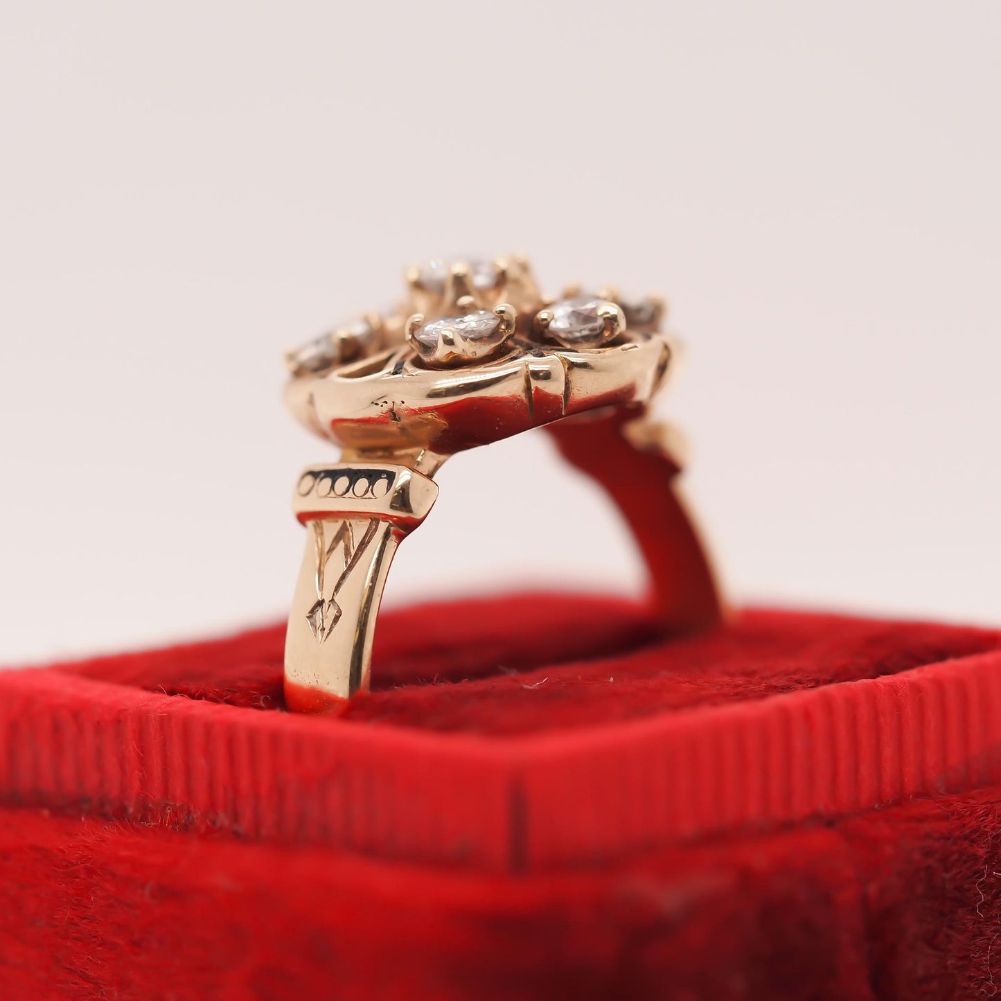 Circa 1950s 14K Yellow Gold Diamond and Enamel Ring - VHK#753