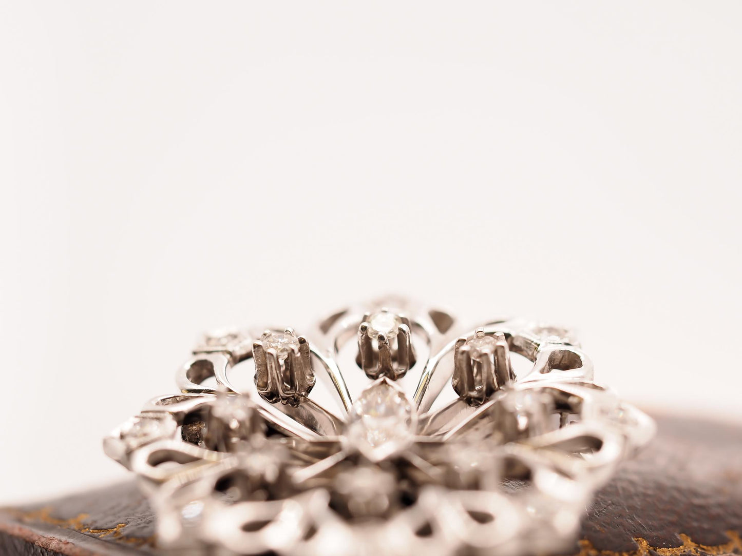 1940s Art Deco 14K White Gold Antique Marquise Diamond Brooch and Pendant