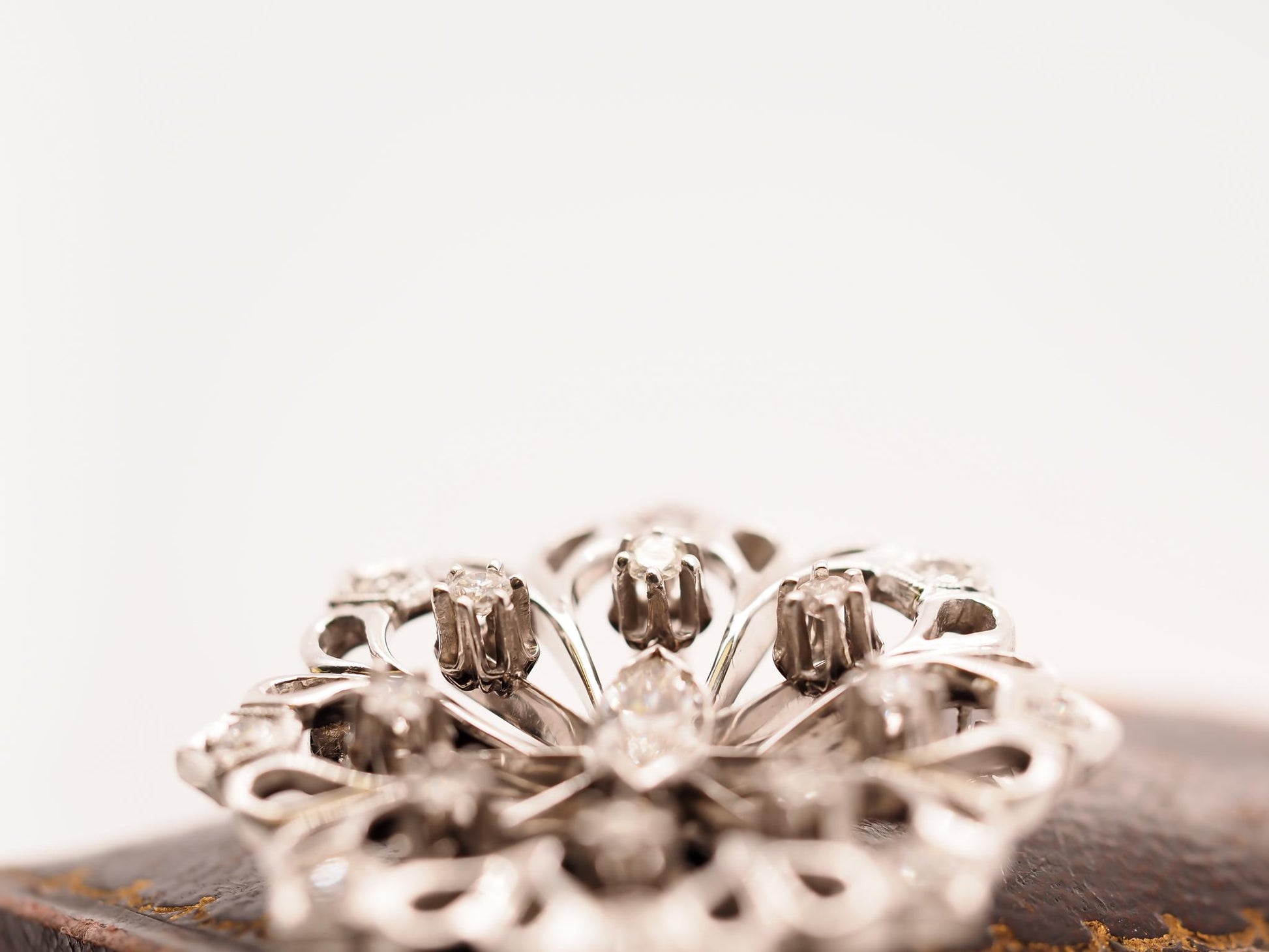 1940s Art Deco 14K White Gold Antique Marquise Diamond Brooch and Pendant