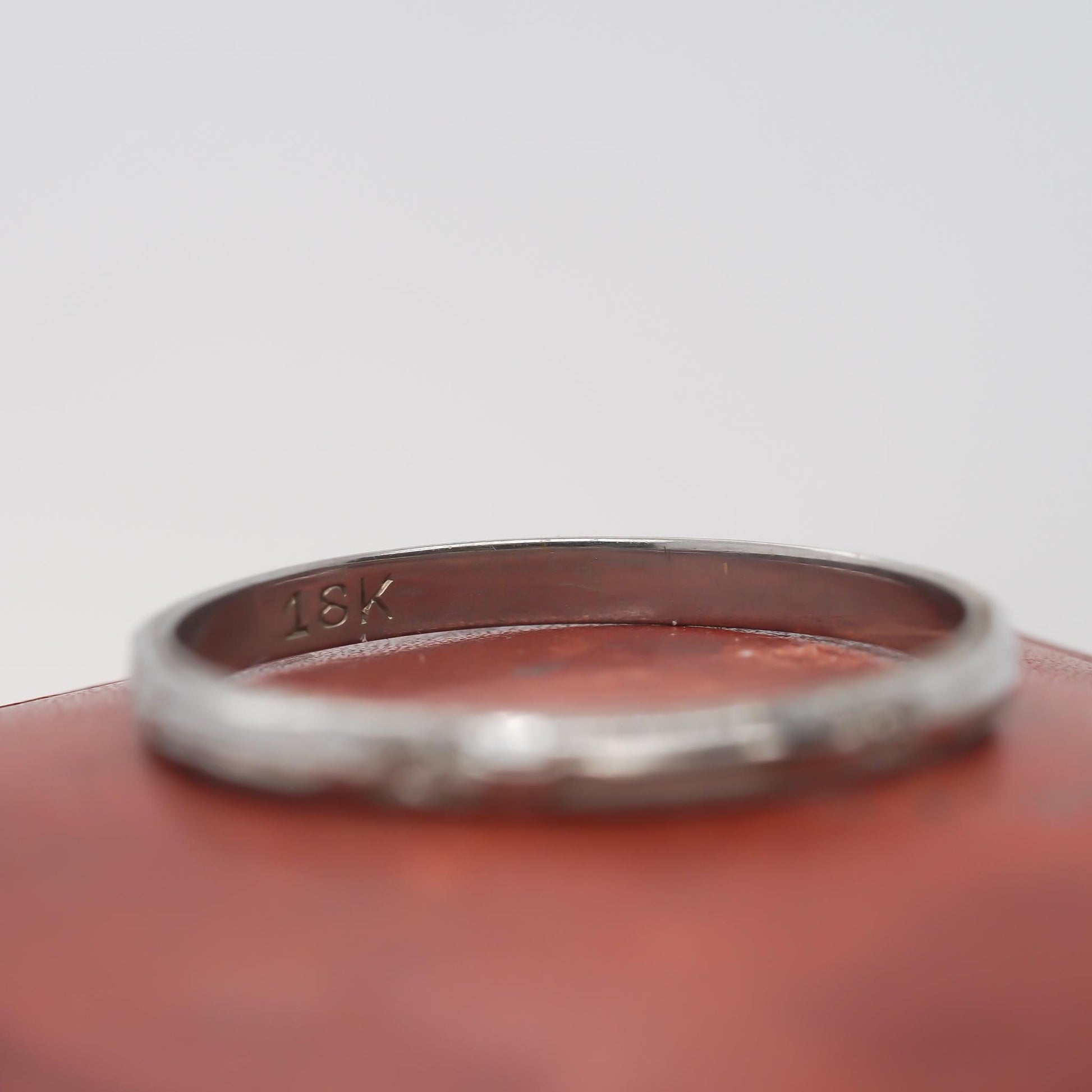 Circa 1920s 18K White Gold Engraved Wedding Band - VHK#808