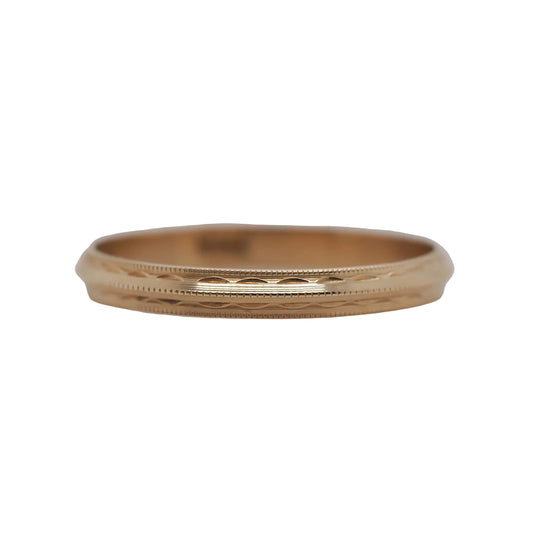 1920s 14K Yellow Gold Engraved Wedding Band Size 6 - VHK#803