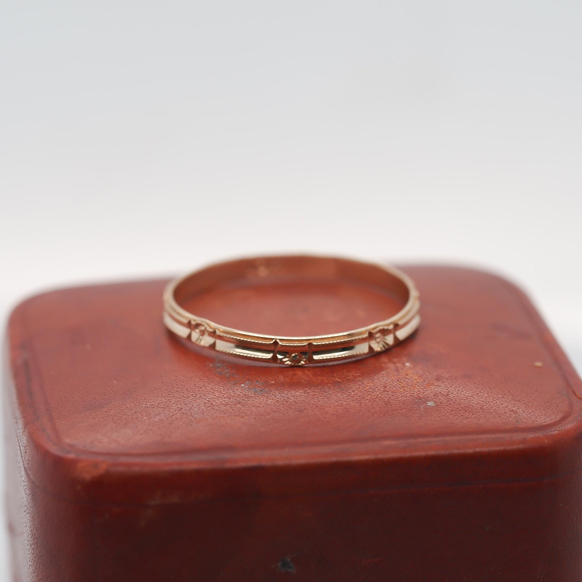 Circa 1920s Yellow Gold Hand Engraved Wedding Band Size 6.75 - VHK#787a