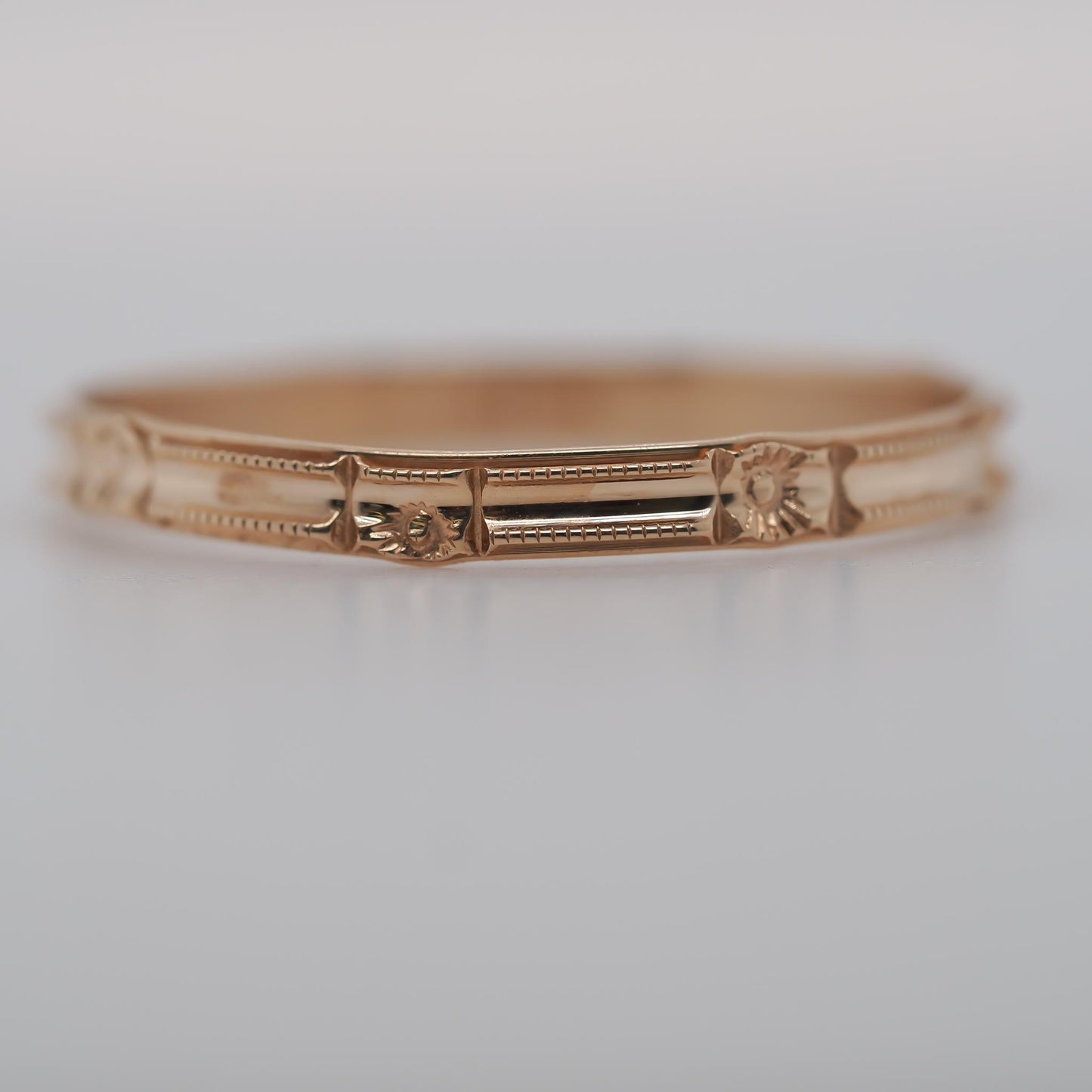 Circa 1920s Yellow Gold Hand Engraved Wedding Band Size 6.75 - VHK#787a
