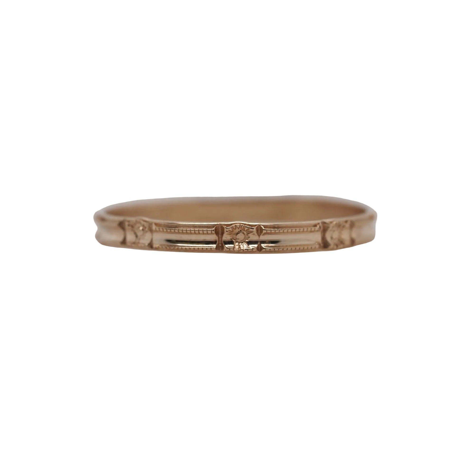 1920S 10K Yellow Gold Vintage Engraved Wedding Band - VHK#802