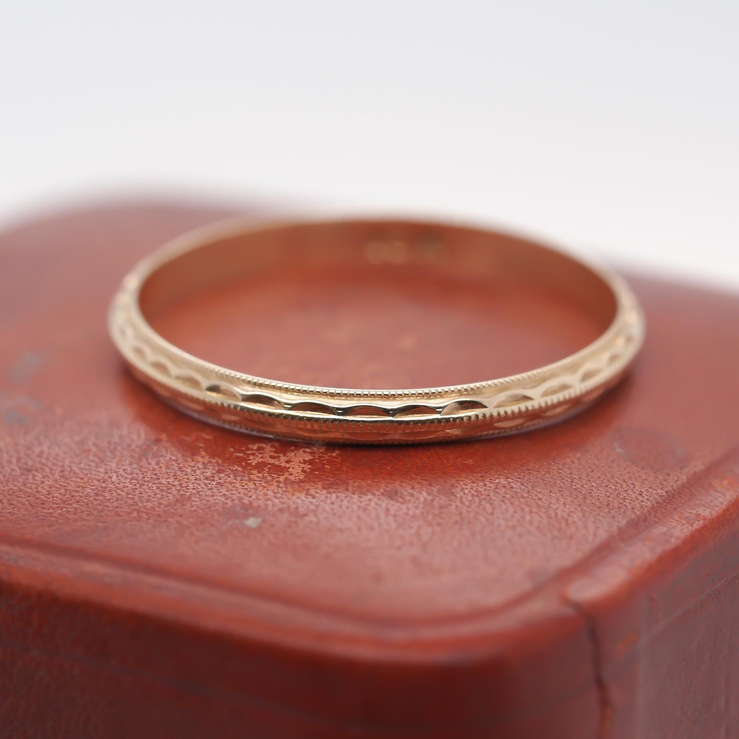 Circa 1920s Yellow Gold Wedding Band Engraved Size 6.5