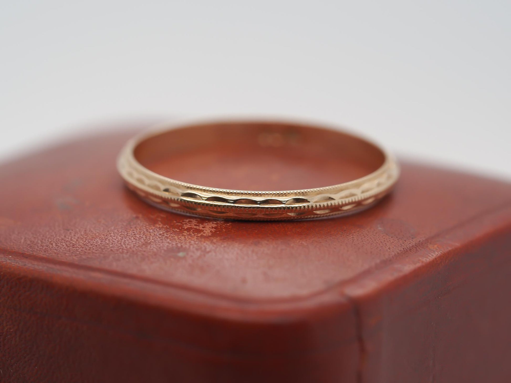 Circa 1920s Yellow Gold Wedding Band Engraved Size 6.5